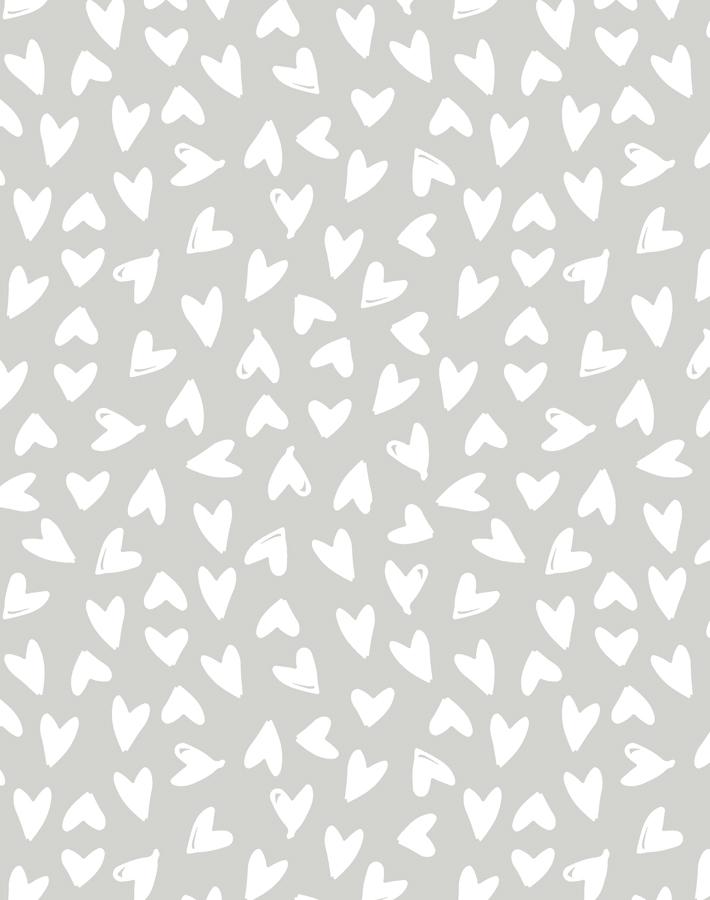 Hearts Wallpaper by Sugar Paper - Grey Peel and Stick Wallpaper for Bedroom, Nursery, or Home Decor