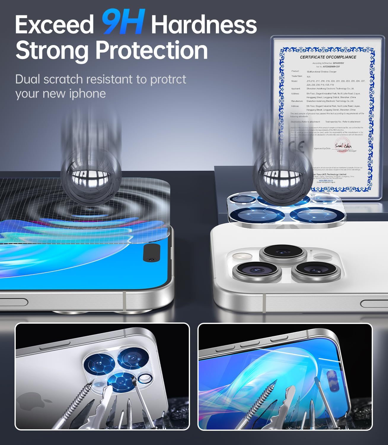 Meifigno 4 Pack iPhone 16 Pro Screen Protector [2X HD Clear + 2X Privacy] with Camera Lens Protector, 9H Hardness Tempered Glass, Shatterproof & Case Friendly for iPhone 16 Pro (6.3 Inch) - Perfect for Office, Travel & Daily Protection