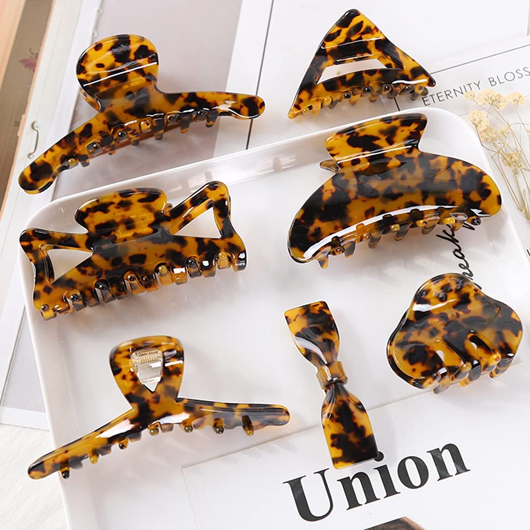 COSYOO 7PCS Acetate Hair Claw Clips for Women - Strong Hold Non-Slip Interlocking Teeth Barrettes in Assorted Sizes - Perfect for Ponytails, Buns & Everyday Hairstyles