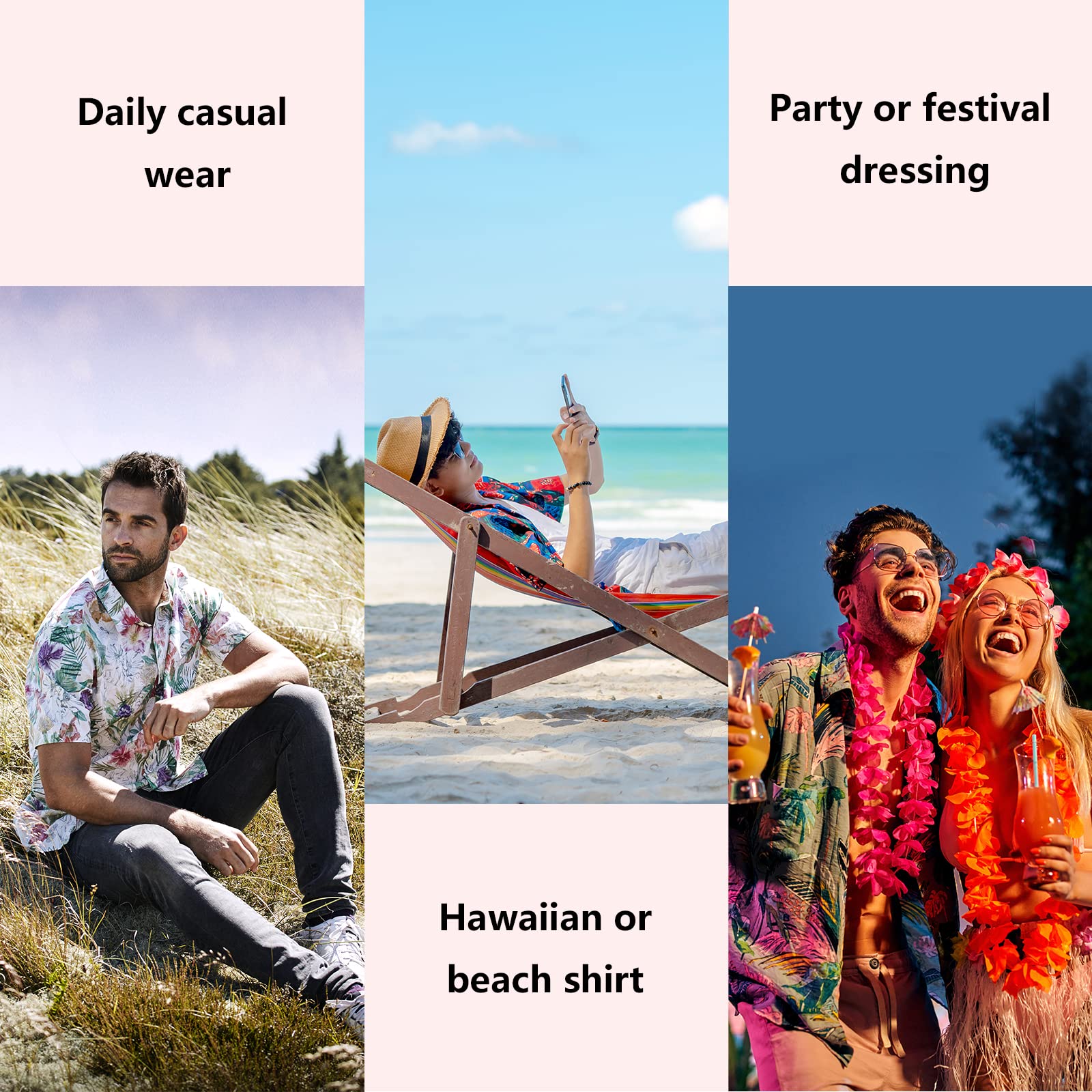 **Men's Hawaiian Shirts Short Sleeve - Tropical Aloha Shirt for Summer, Beach & Casual Wear - Lightweight Breathable Fabric for Vacation, Luau & Outdoor Activities**
