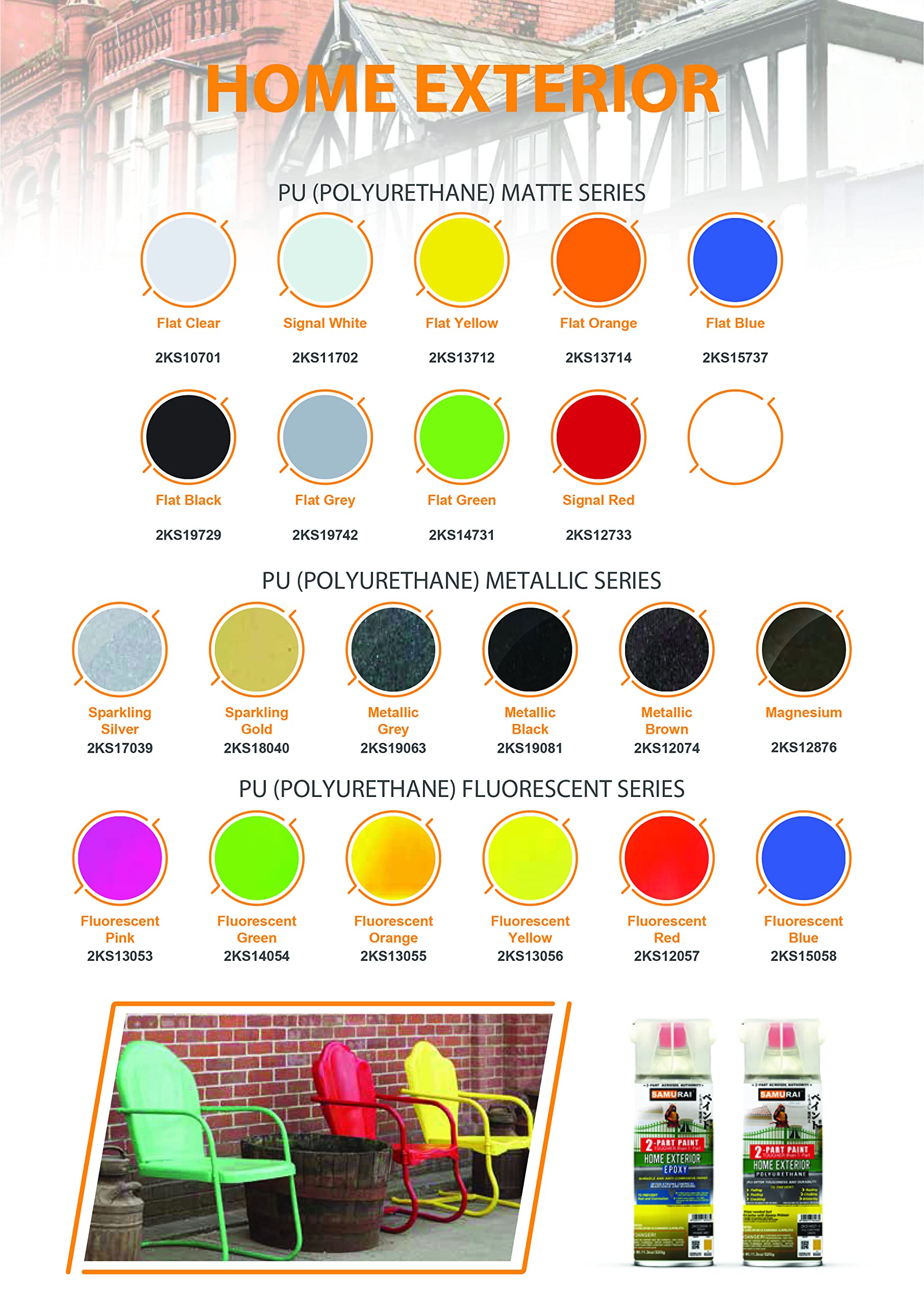 UV & Rust Resistant SAMURAI 2-Part Polyurethane Spray Paint for Home Exterior - 11.3oz (LIGHT SCARLET, 2-Pack) | Ideal for Outdoor Furniture, Metal Fences & DIY Projects