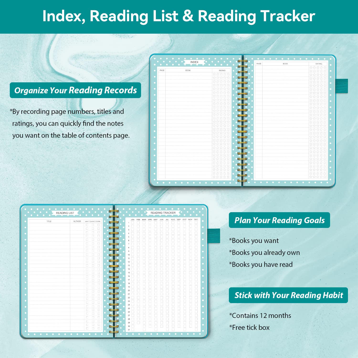 Reading Journal for Book Lovers - 80 Book Reading Log & Planner to Track & Review Books (8.5