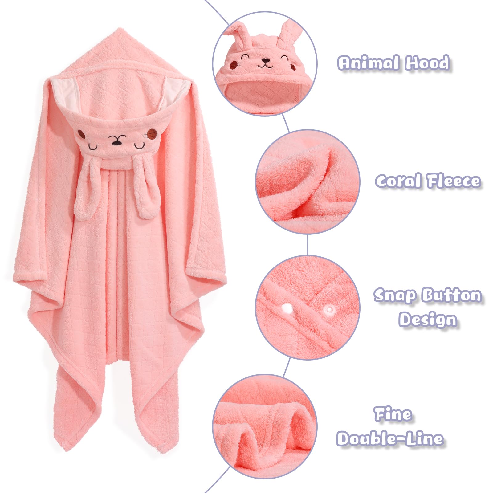 **Soft Hooded Baby Bath Towels for Toddlers 0-5 Years - 2-Pack Absorbent & Thick 50