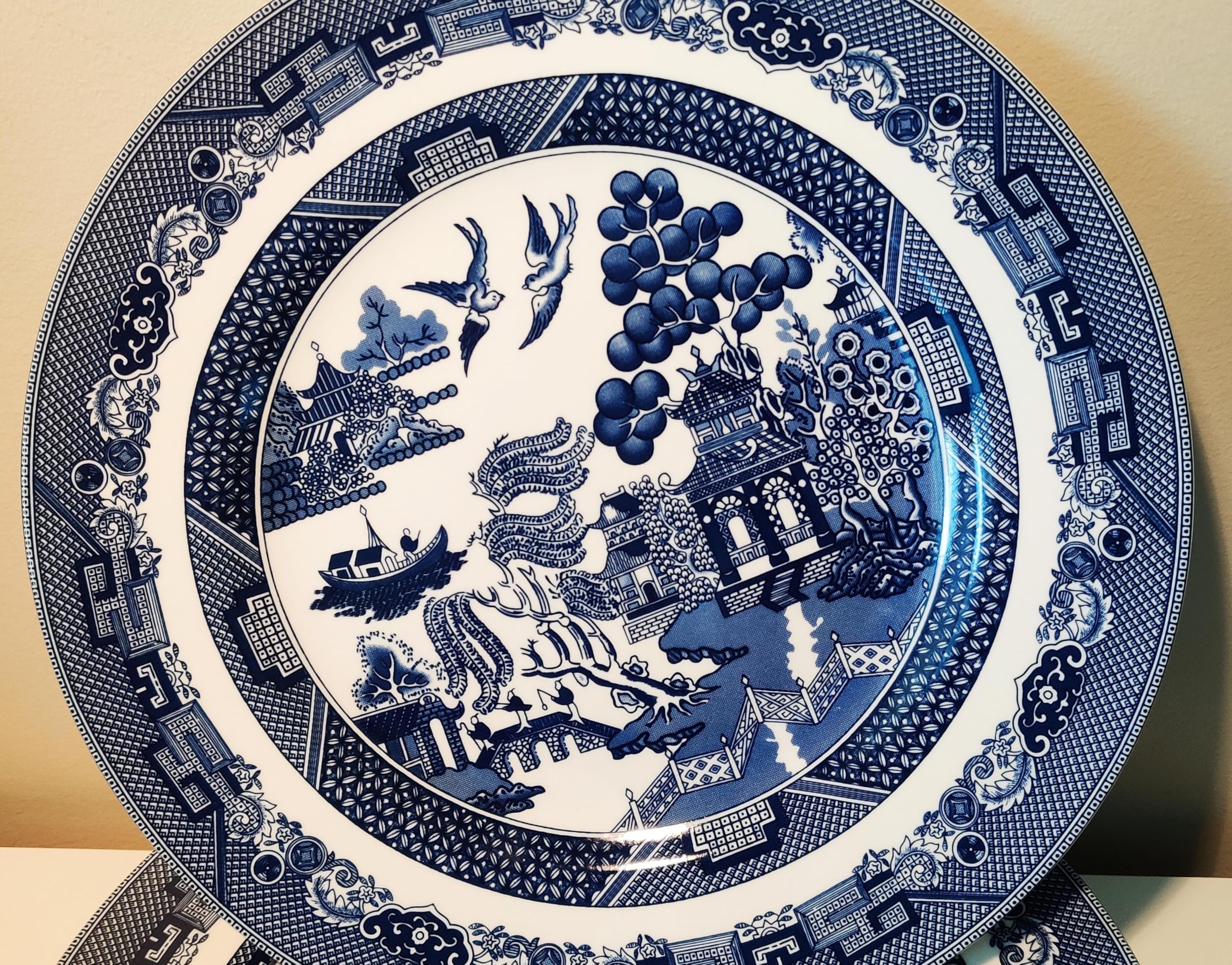Premium 11-Inch Blue Dinner Plates Set of 6 - Elegant Ceramic Plates for Everyday Dining, Dinner Parties & Restaurant Use