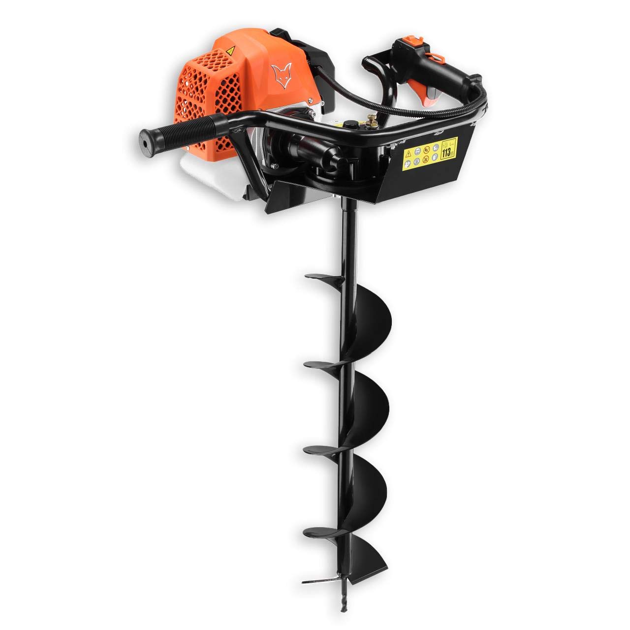 Fuxtec FX-EB162 3.5HP Gas Powered Earth Auger with 3 Drill Bits (100mm/150mm/200mm) & Oil Control Window - Professional Post Hole Digger for Fencing, Gardening, and Landscaping Projects