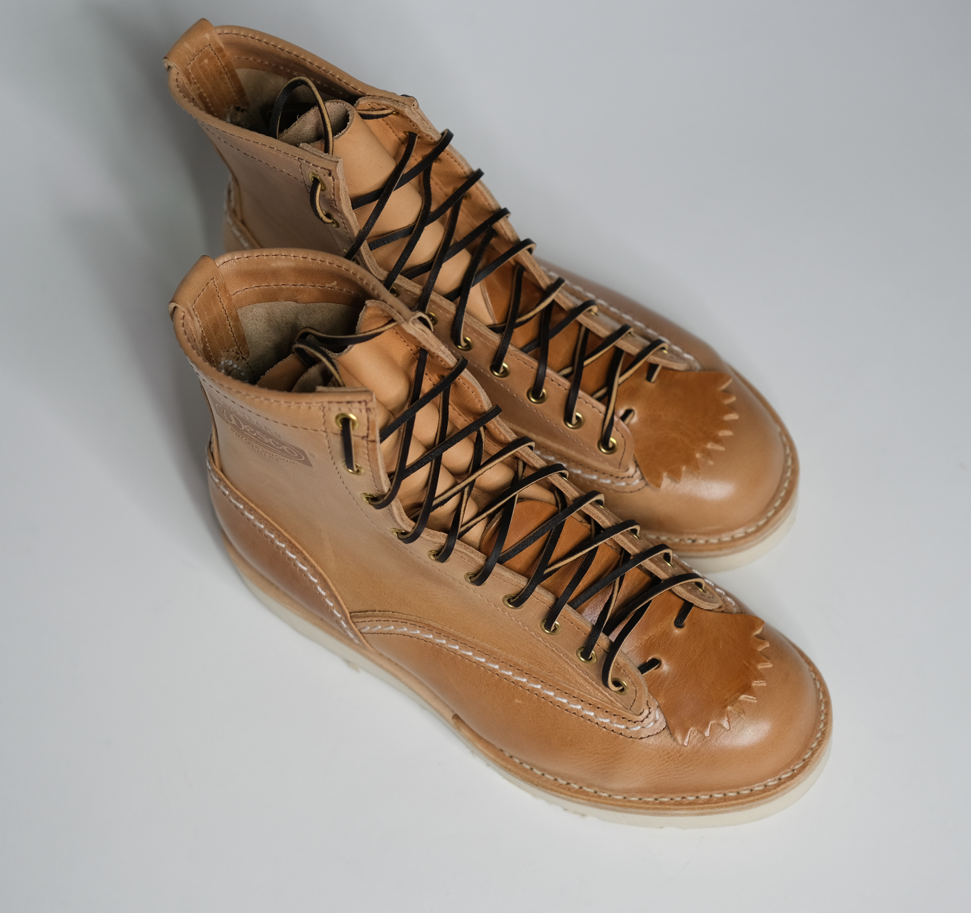Wesco Boots X The Shop N.H Service Boot - Natural Veg Tanned Horsehide Leather Work Boots for Men - Durable & Stylish for Outdoor Work, Hiking & Casual Wear