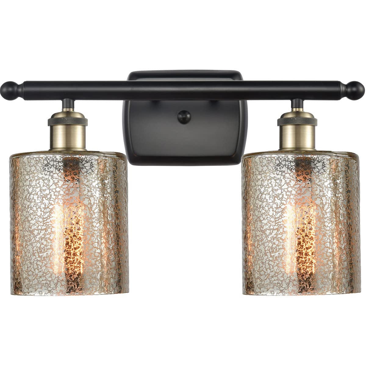 Ballston Collection Black Antique Brass 2-Light Bathroom Vanity Light - LED Cobbleskill Design for Modern Bathrooms & Powder Rooms