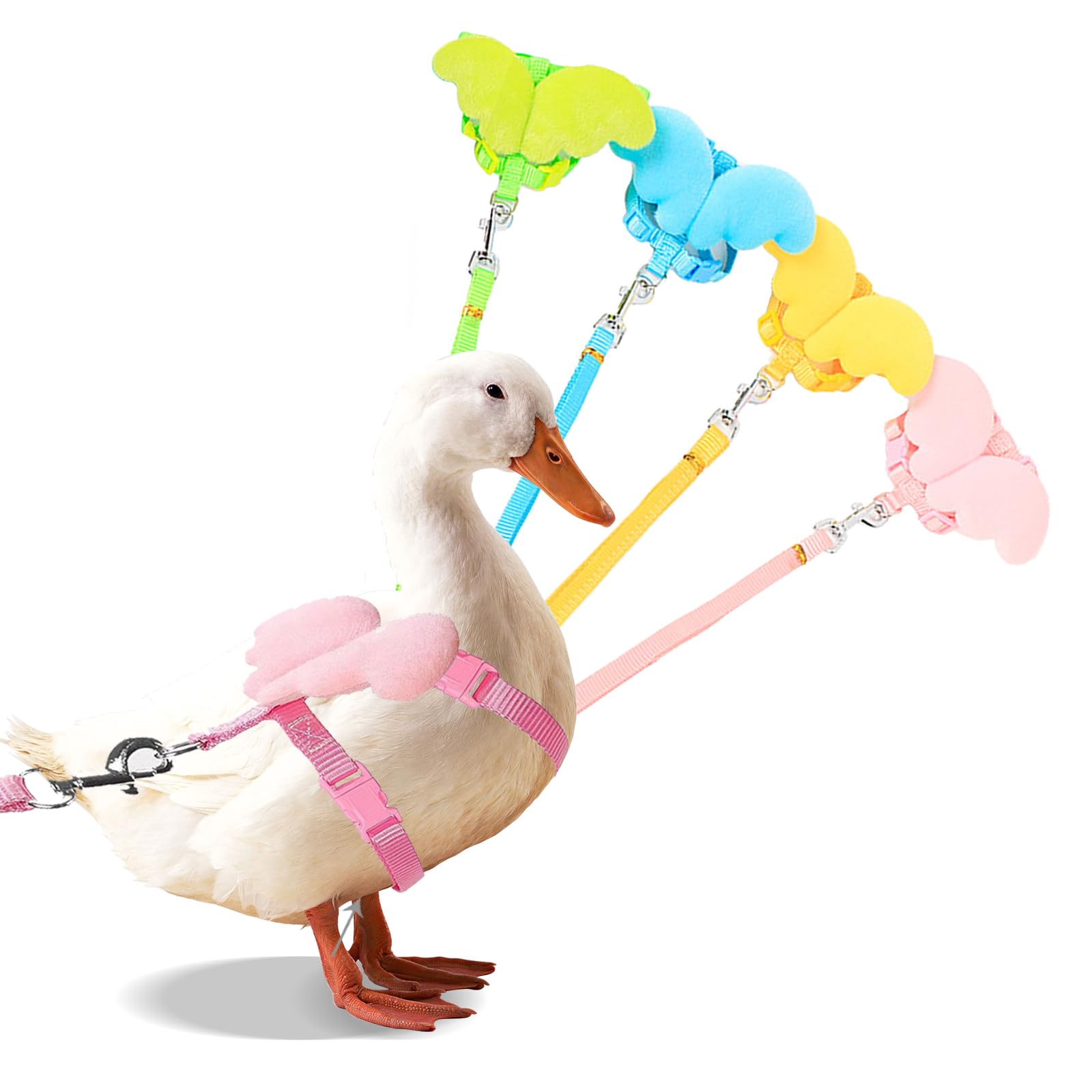 4 Pcs Adjustable Duck Walking Harness & Leash Set - Funny Pet Duck Accessories for Outdoor Training, Chicken, Goose & Hen (Large) - Perfect for Backyard Adventures, Farm Walks & Duck Training Sessions