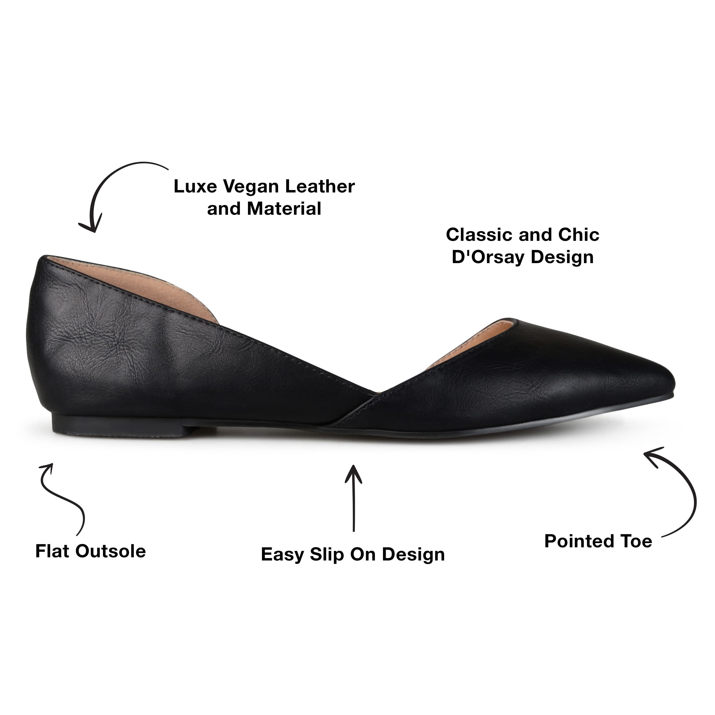 Journee Women's Cortni Flats - Comfortable Ballet Shoes for Work, Walking & Casual Wear | Slip-On Loafers for Women | Lightweight & Breathable
