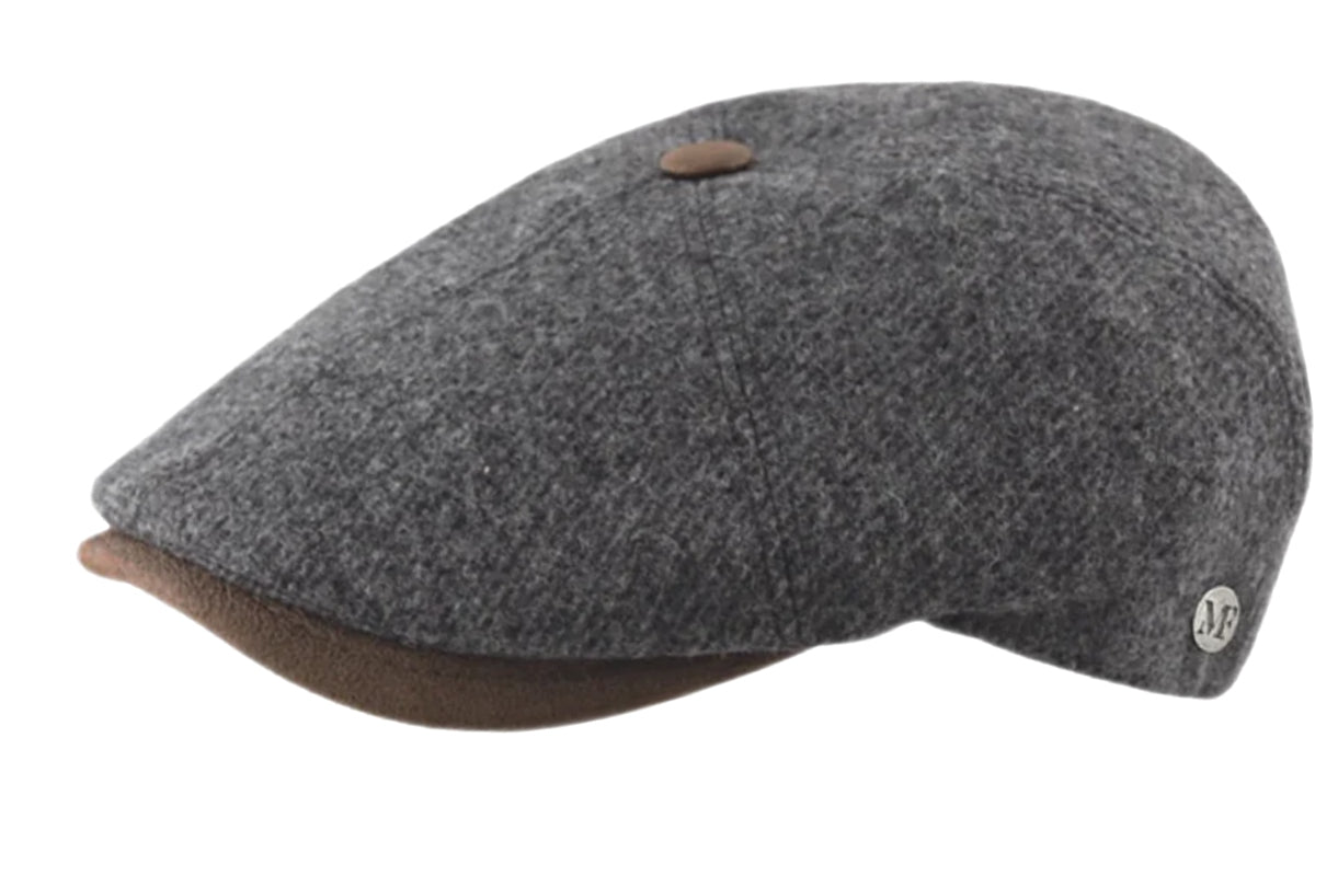 M Flechet Virgin Wool 6-Panel Baker Boy Cap in Grey - Stylish Vintage Hat for Men & Women, Perfect for Fall, Winter, and Outdoor Activities