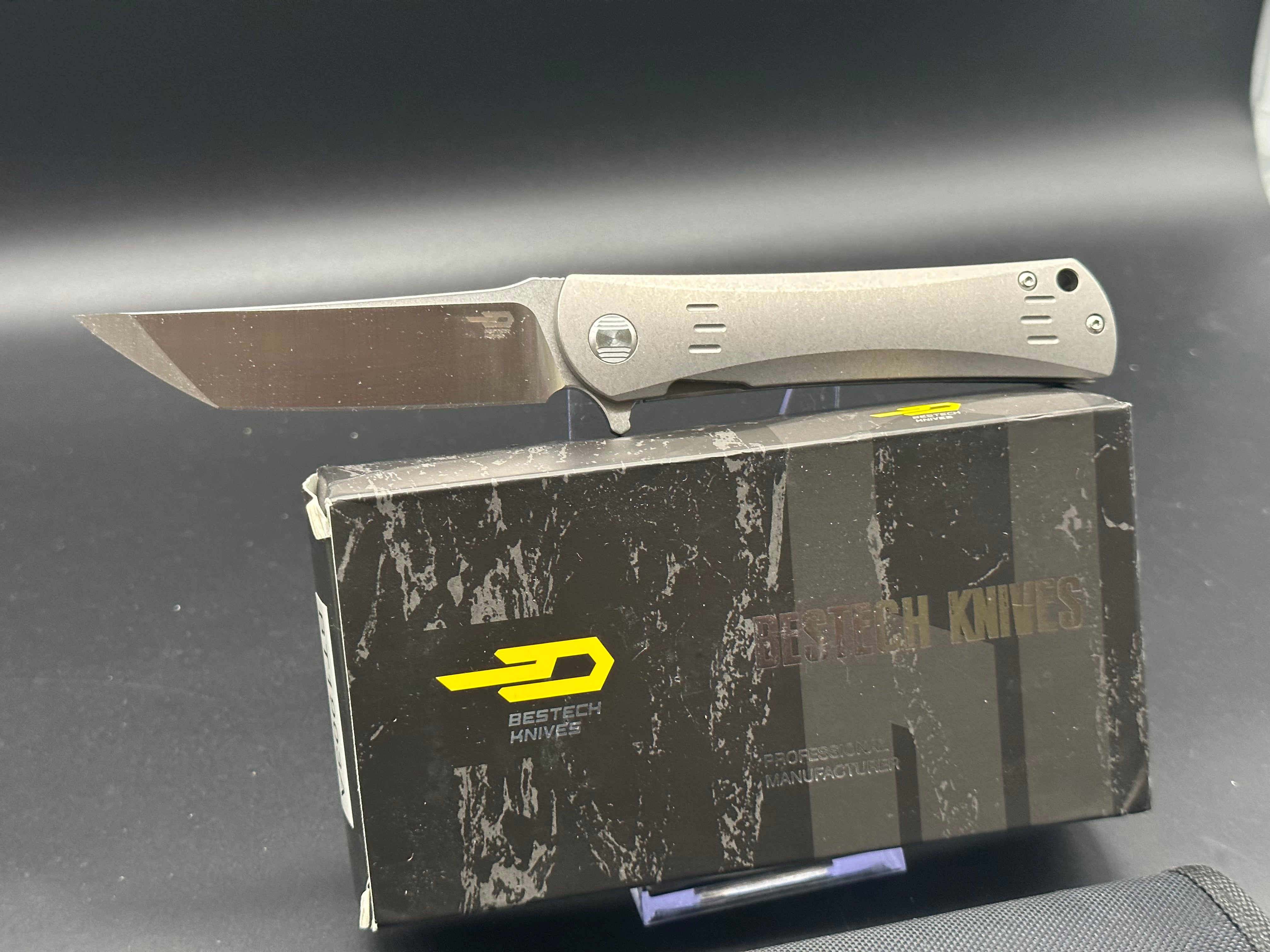 Bestech Kendo Plain Titanium Folding Knife - Limited Edition 42/100 - EDC Pocket Knife for Outdoor, Camping & Everyday Carry