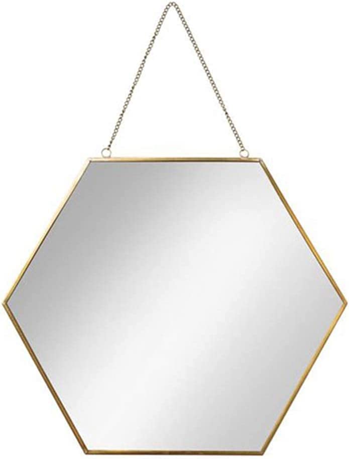 Nordic Minimalist Geometric Golden Brass Hexagonal Wall Mirror - Bathroom, Dressing Table & Porch Decor - Large & Medium Sizes for Makeup, Vanity & Home Styling