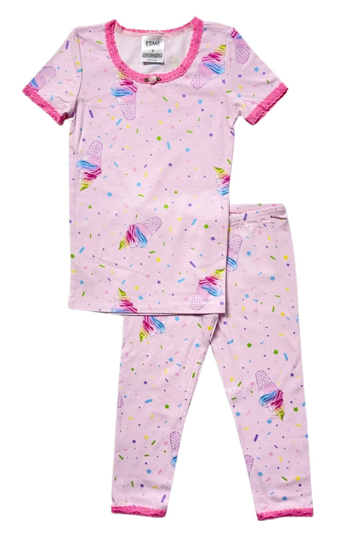 Women's Ice Cream Print Short Sleeve Top & Cropped Legging Set - Summer Casual Outfit for Beach, Yoga, and Streetwear