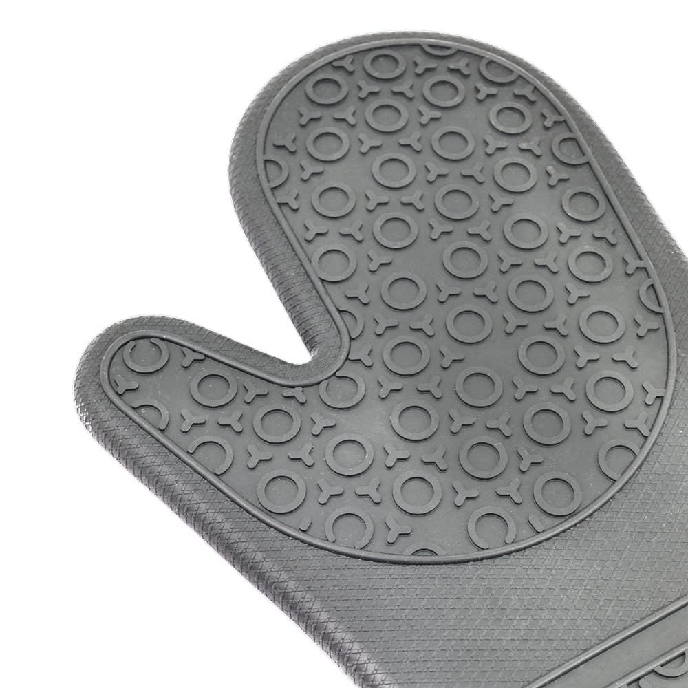 Extra Long Heat Resistant Silicone Oven Mitts Set - Heavy Duty Cooking Gloves & Hot Pads for Kitchen, Baking, Grilling - 14.7 Inch Grey (4-Piece) - Perfect for BBQ, Baking Cookies & Handling Hot Pots Safely