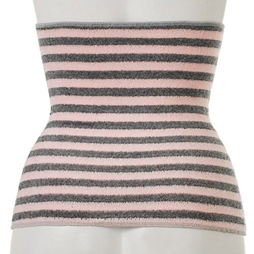 Premium Binchotan Charcoal Body Warmer Belt - Japanese Haramaki for Stomach & Back Pain Relief - Bico Stripes Design in Light Grey & Baby Pink - Perfect for Winter, Postpartum Care & Office Comfort