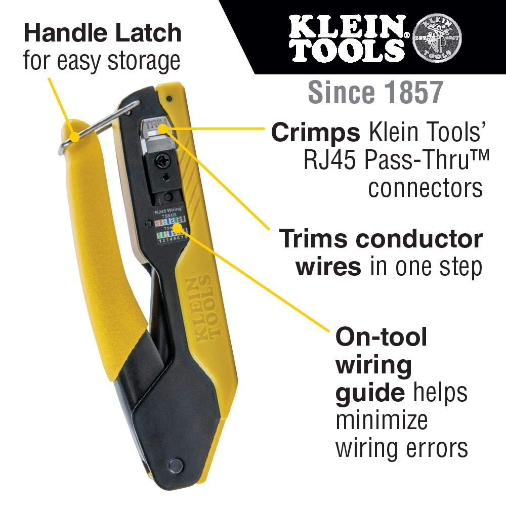 Klein Tools Ethernet Cable Tester & Crimper Kit - Professional Coaxial Cable Installation Tool Set for Network Technicians | Perfect for Home & Office Networking Setup