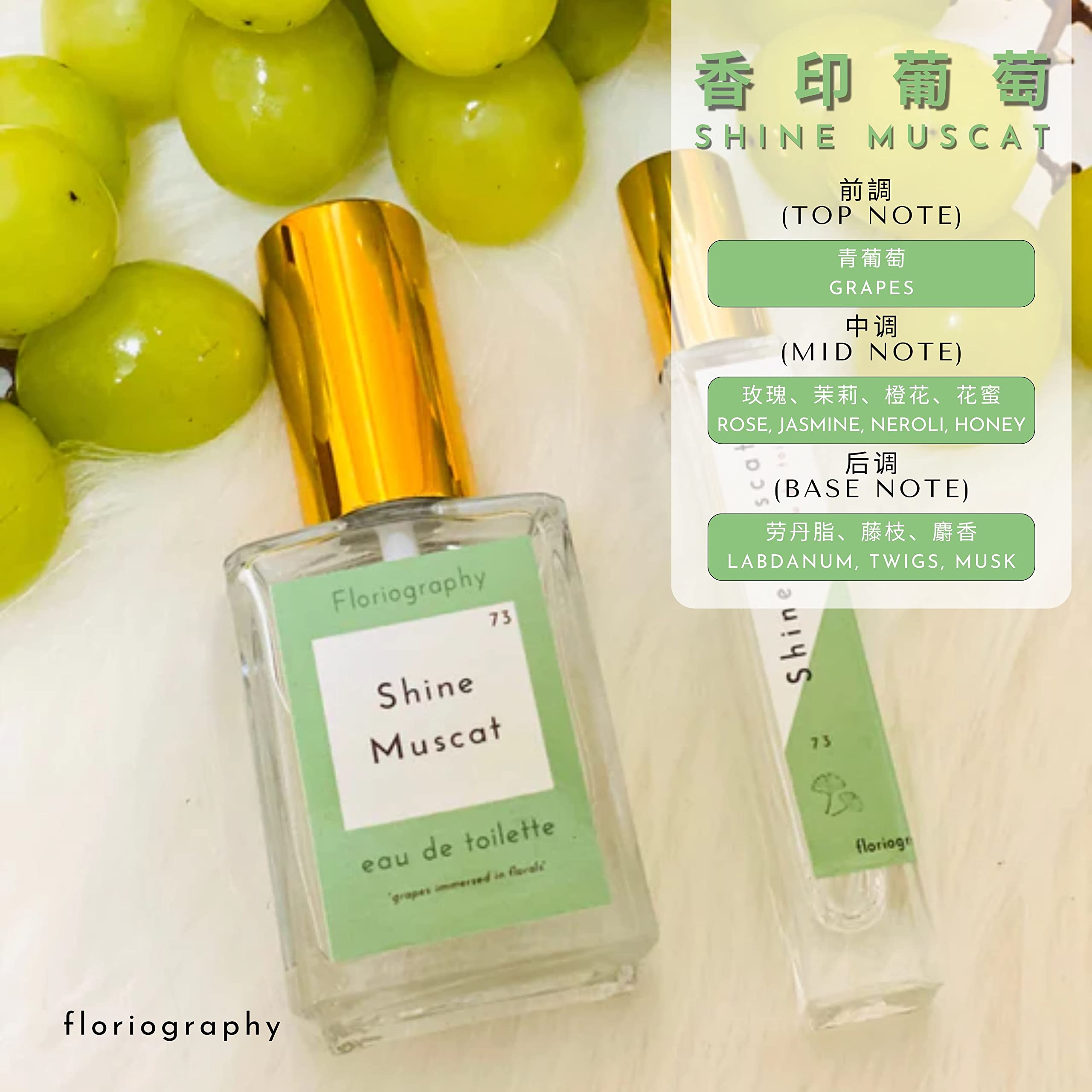 No.73 Shine Muscat Perfume for Women - Grape & Jasmine Scent Eau de Toilette (10ml/0.34oz) - Fresh Floral Fragrance for Daily Wear, Date Night & Office Use