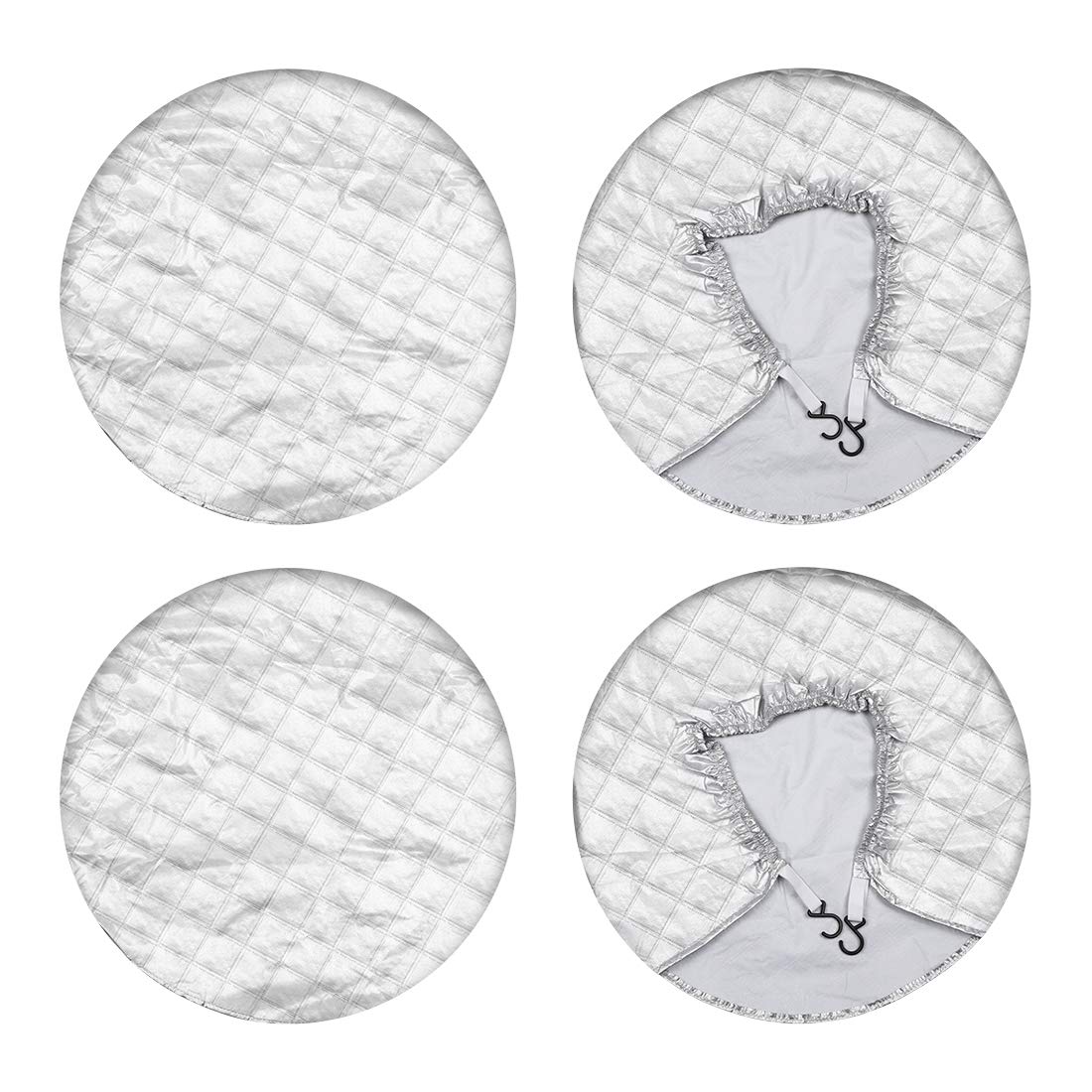 X AUTOHAUX 4-Piece Waterproof Aluminum Tire Covers for Cars & RVs (30-32 Inch, Silver) - Durable Tyre Protectors for All-Weather Protection & UV Resistance | Perfect for Parking, Storage & Travel