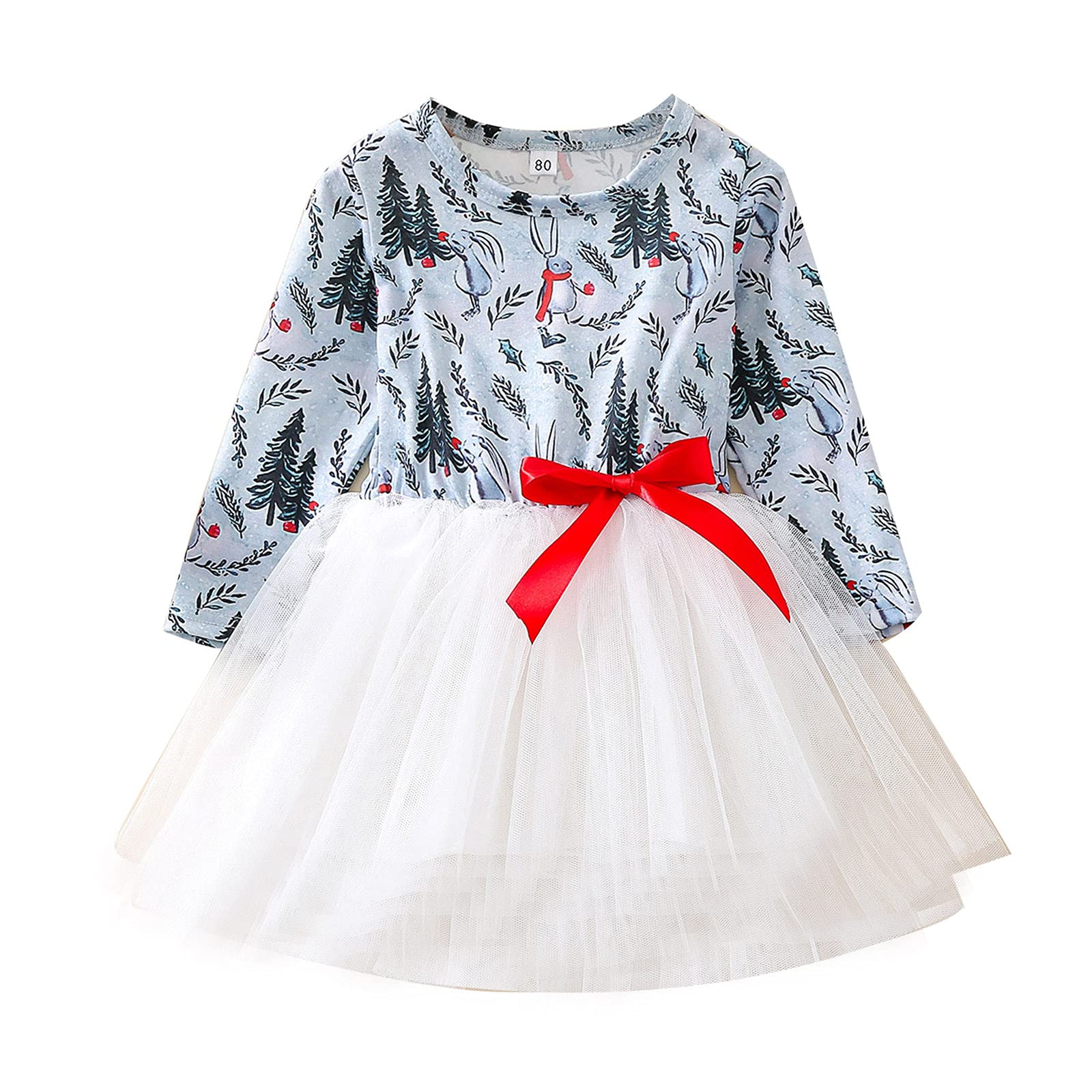 Fall Baby Girl Clothes | Christmas Print Patchwork Tulle Princess Dress for Toddler & Kids | Perfect for Holiday Parties, Family Photos & Special Occasions
