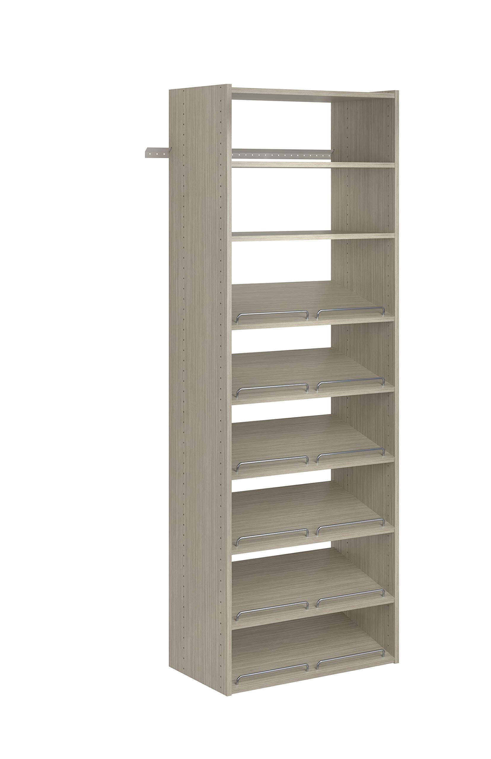 Easy Track PH36-CG Shoe Storage Organizer Tower - 36 Pair Wooden Closet Organizer with Adjustable Shelves, Weathered Grey Finish | Perfect for Bedroom, Entryway, or Mudroom Organization
