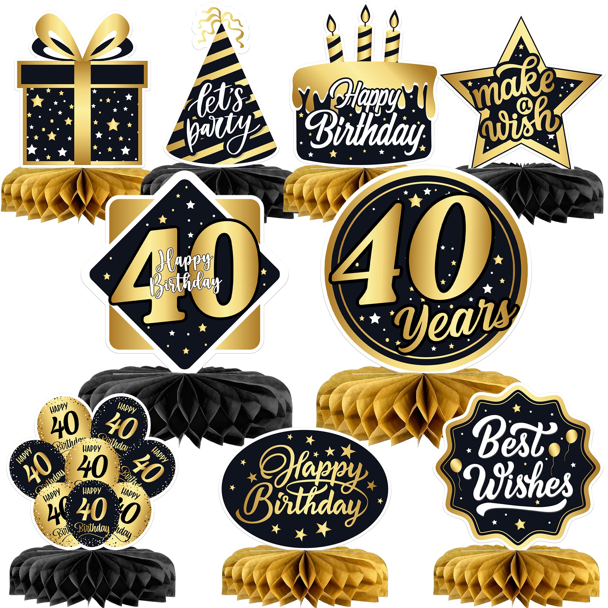 40th Birthday Table Centerpieces - Pack of 9 | Elegant 40th Birthday Decorations for Men & Women | Perfect for Party Tables, Home Celebrations & Milestone Events