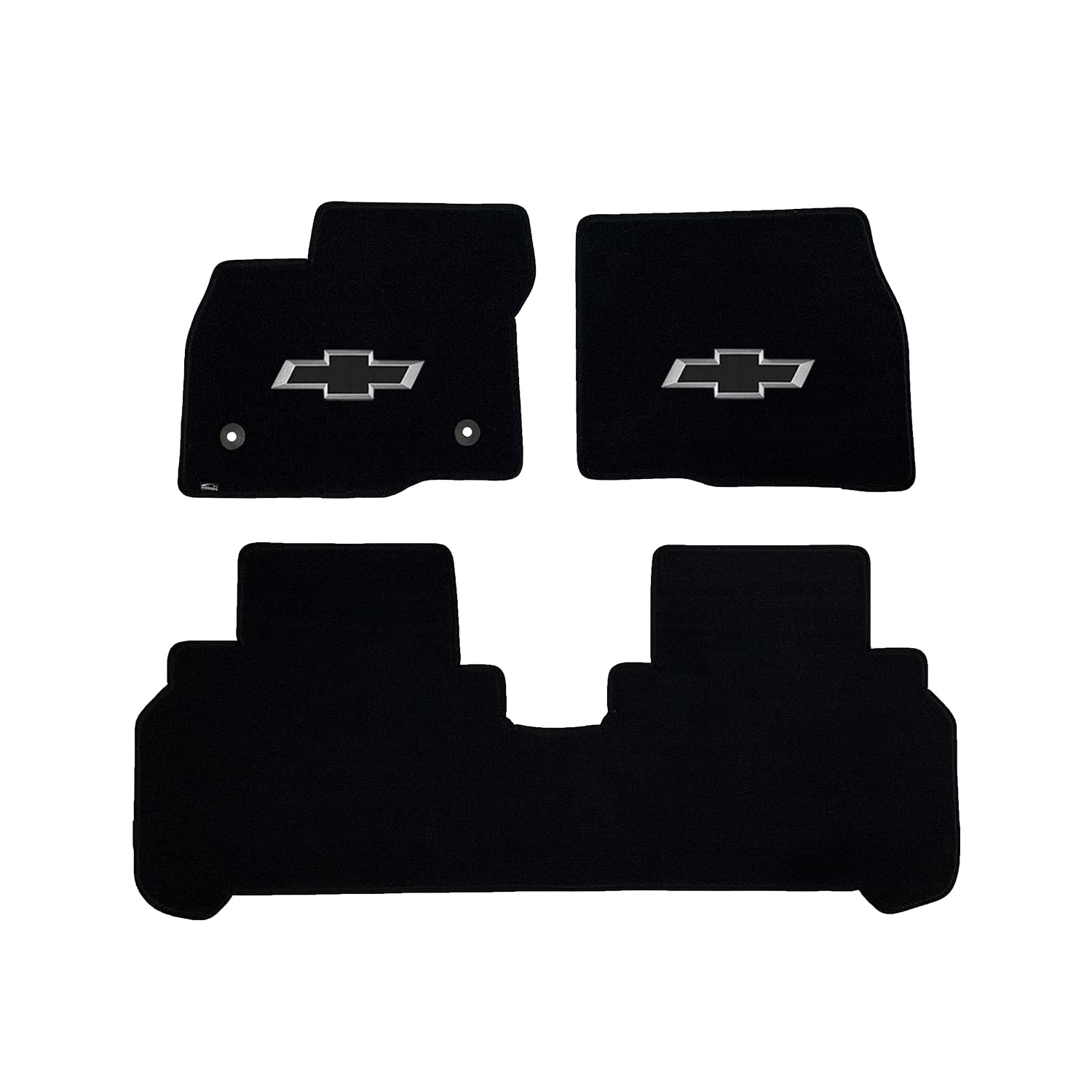 Premium Custom-Fit Carpeted Floor Mats for Chevy Bolt 2017-2023 - 3D Black Bowtie Design, Charcoal Color (3-Piece Set) | Luxury Car Floor Liners for All-Weather Protection & Enhanced Interior Style | Perfect for Daily Commutes, Road Trips & Vehicle Protection