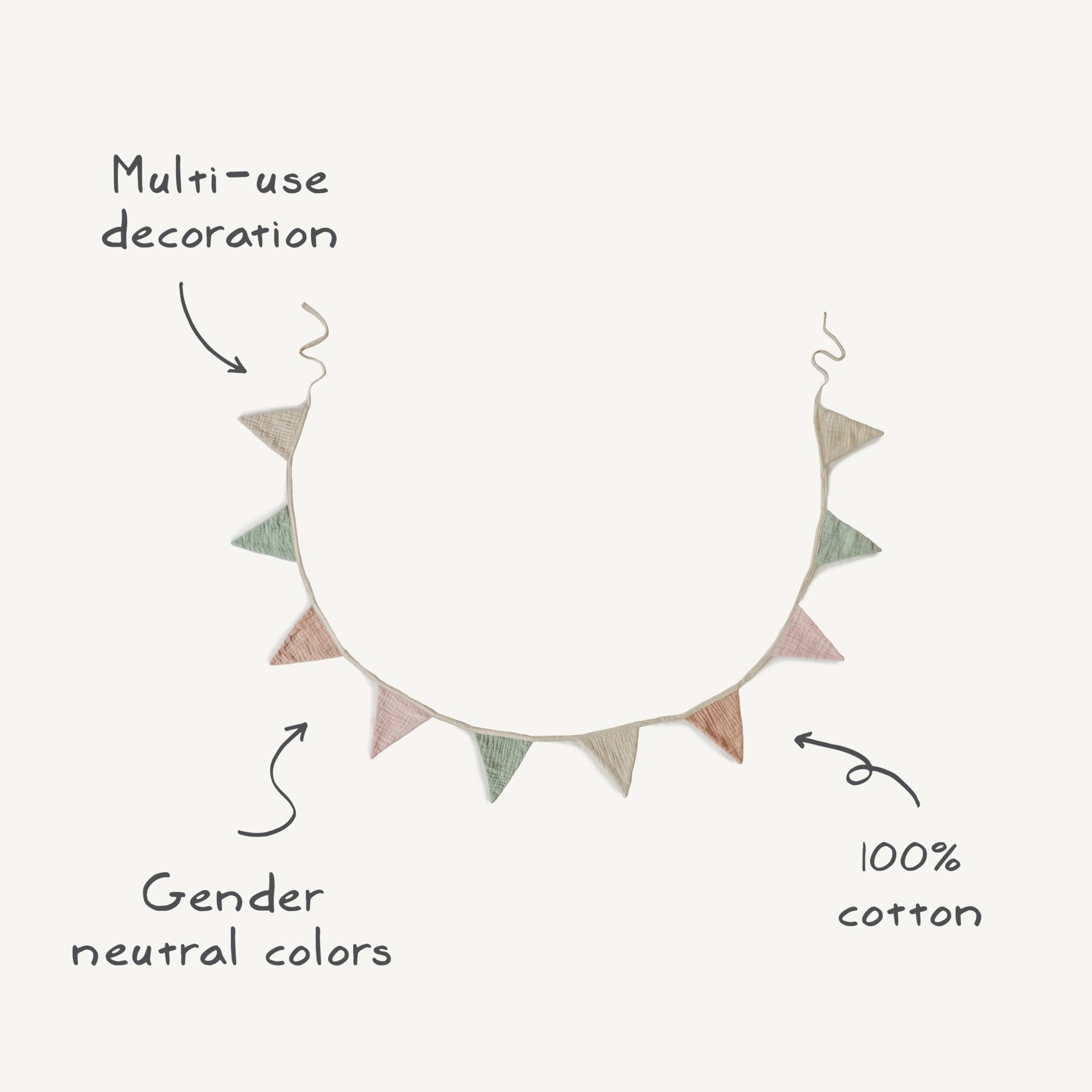 Mushie Baby Garland - Soft Cotton Nursery Decor for Newborns & Toddlers | Perfect for Cribs, Playrooms & Baby Showers | Gender Neutral Nursery Wall Hanging