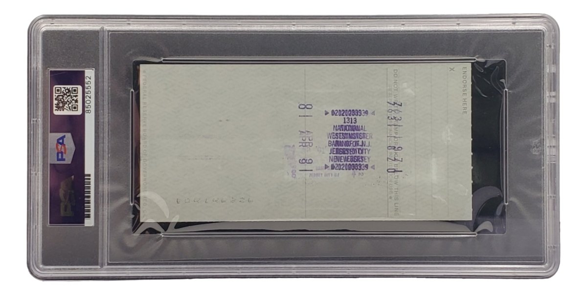 Authentic Bobby Thomson New York Giants Signed Bank Check with PSA/DNA Certification 85025552 - Perfect for Sports Memorabilia Collectors and Baseball Fans