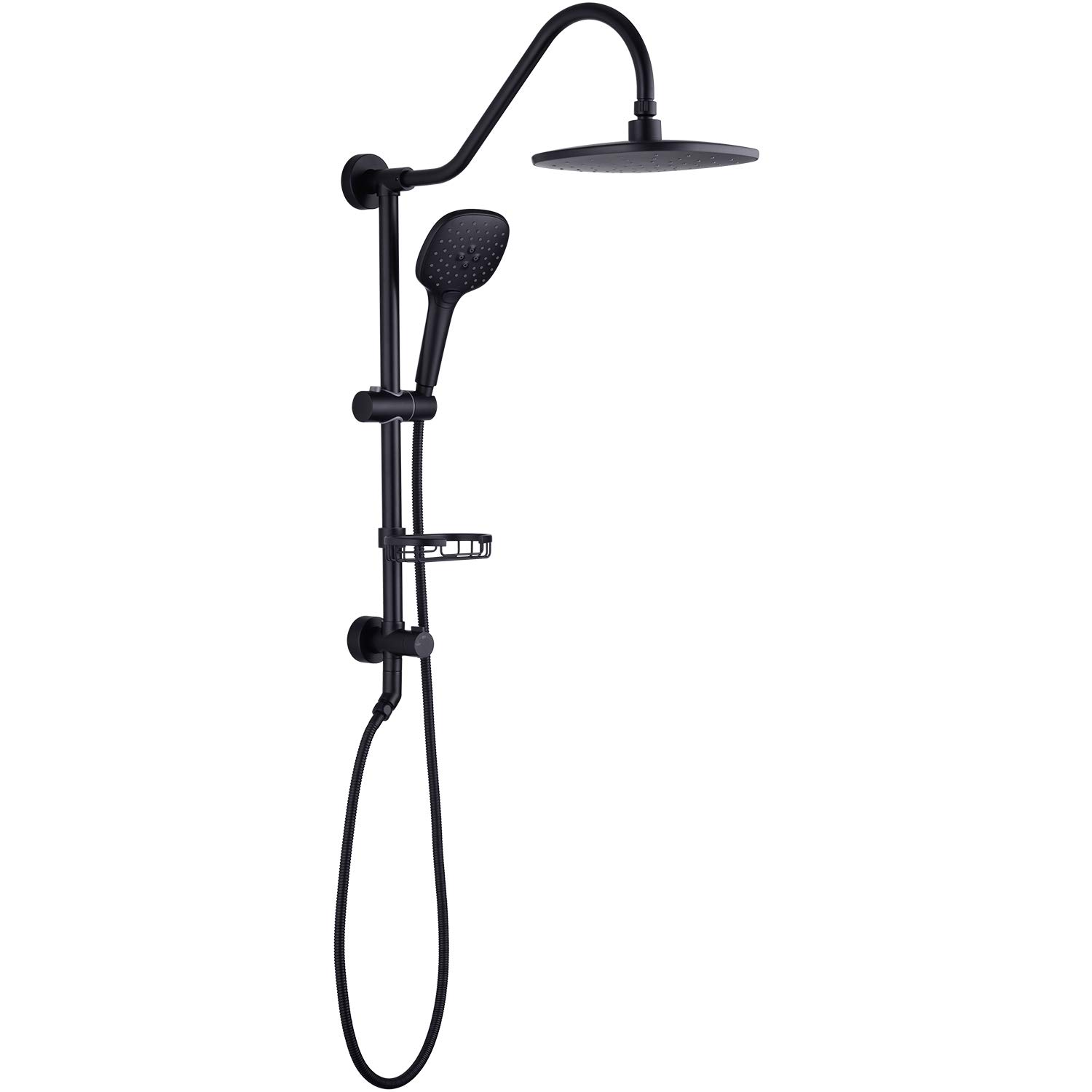 Matte Black Brass Retrofit Shower Faucet Set - 9 Inch Exposed Rainfall Shower Head with Adjustable Slide Bar, 3-Function Handheld Sprayer & Single Handle Combo System | Perfect for Modern Bathroom Renovations & Spa-Like Shower Experience