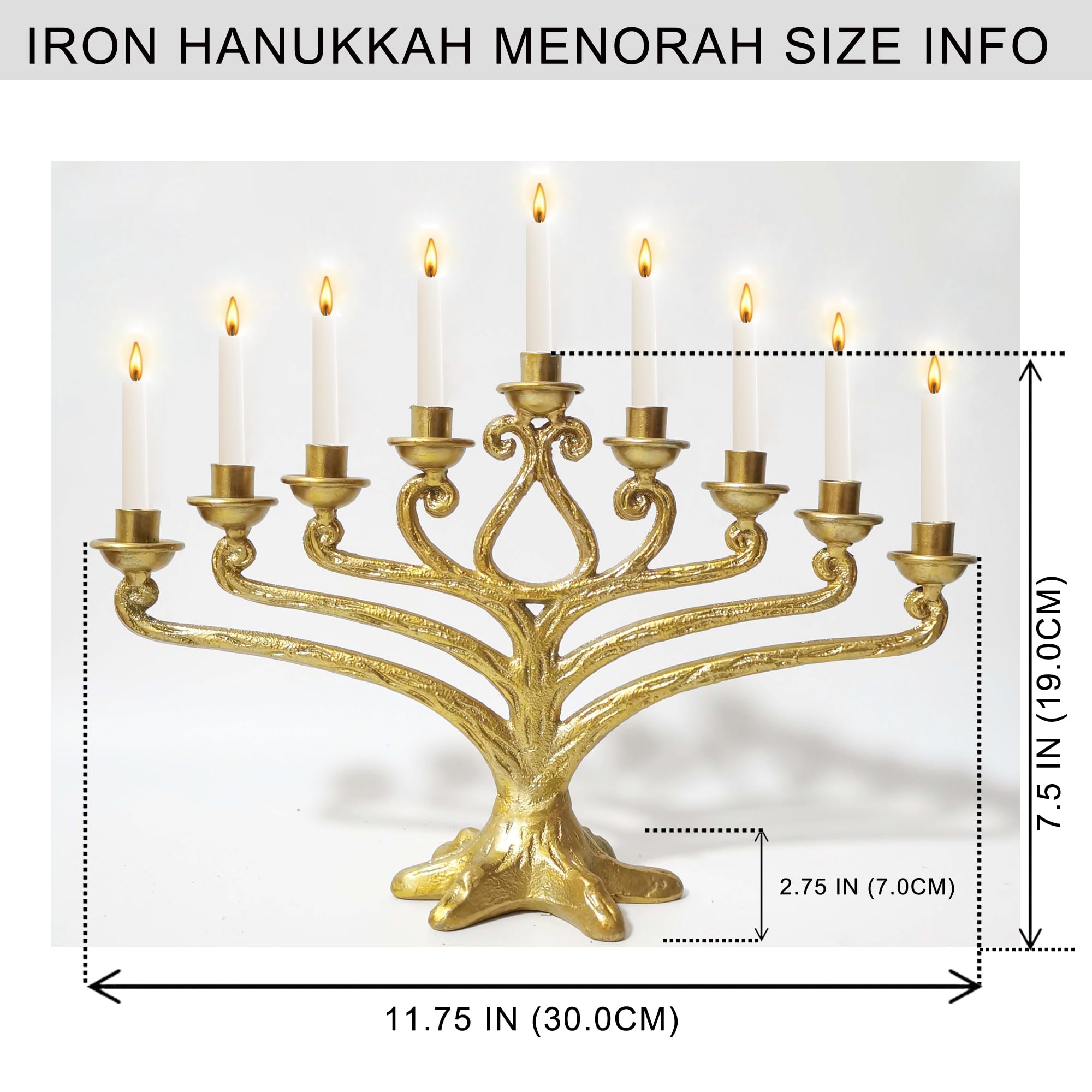 Tree of Life Menorah Candle Holder - 9 Branch Hanukkah Candle Holder for Jewish Holiday Decor - Perfect for Hanukkah Celebrations, Home Decor, and Gift Giving