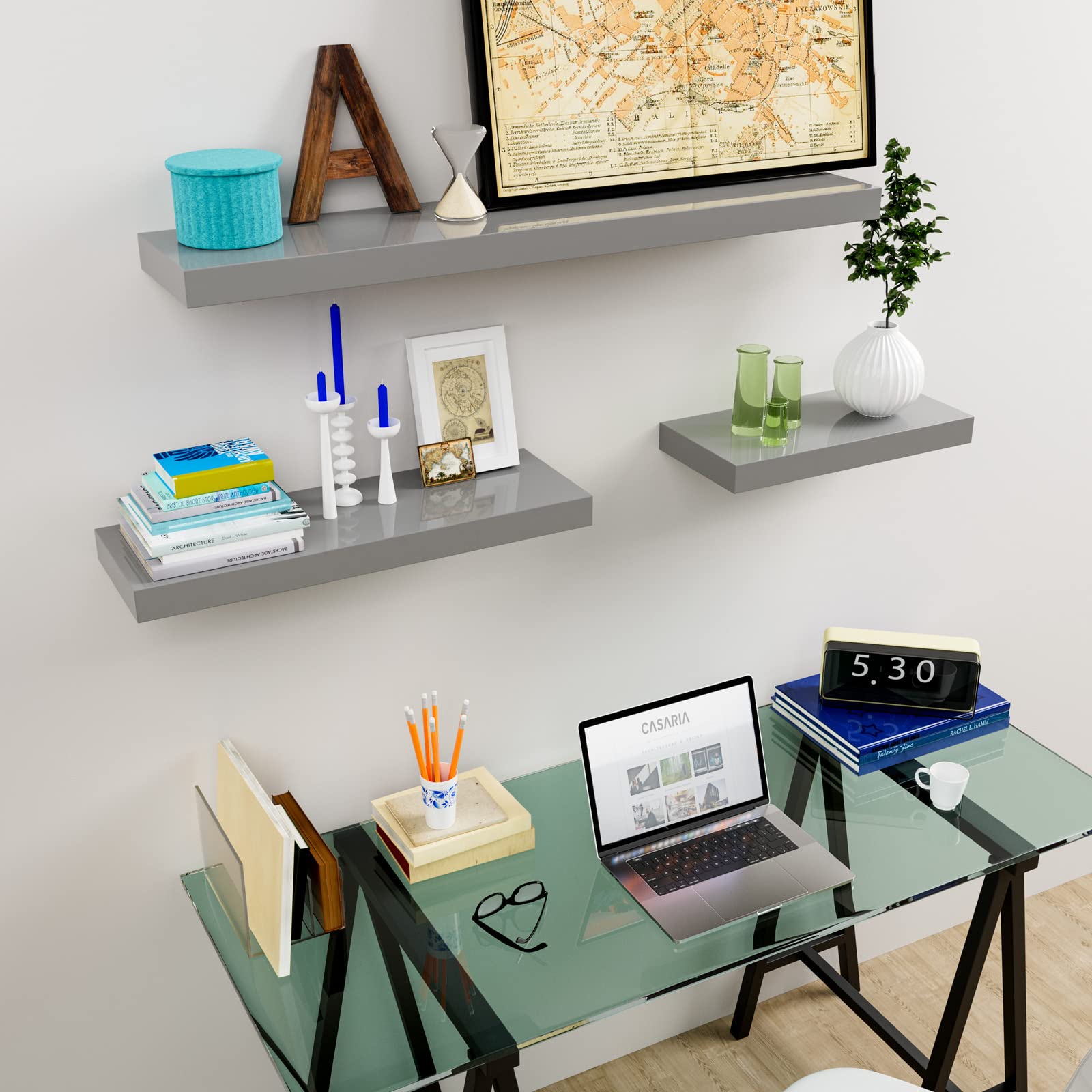 Casaria® 50 cm Floating Wall Shelf - Sturdy MDF with Floating Effect, Includes Mounting Hardware - Perfect for Living Room, Bedroom, or Bathroom Storage and Display