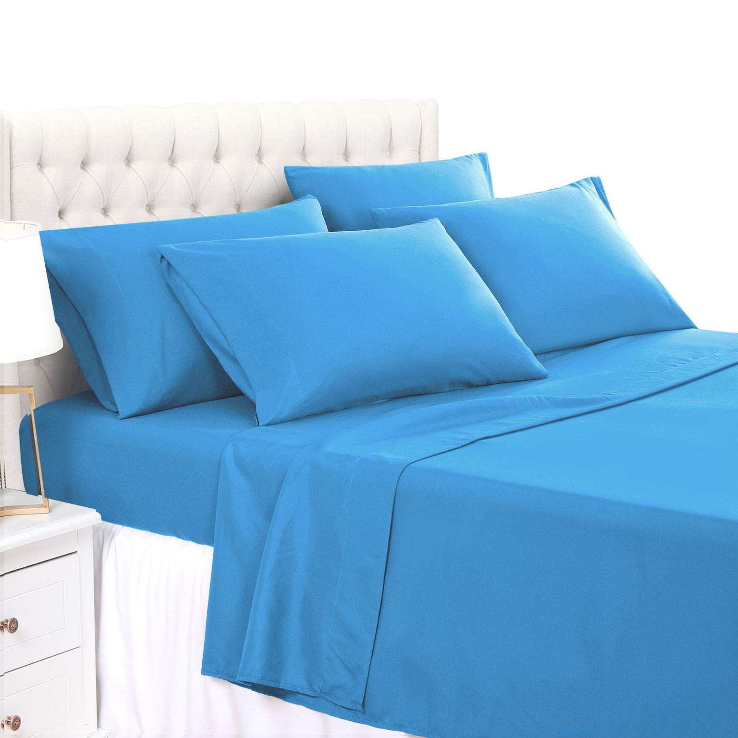 800 Thread Count 100% Long Staple Combed Cotton Queen Size 4-Piece Bed Sheet Set - Deep Pocket Fits Mattress Up to 21
