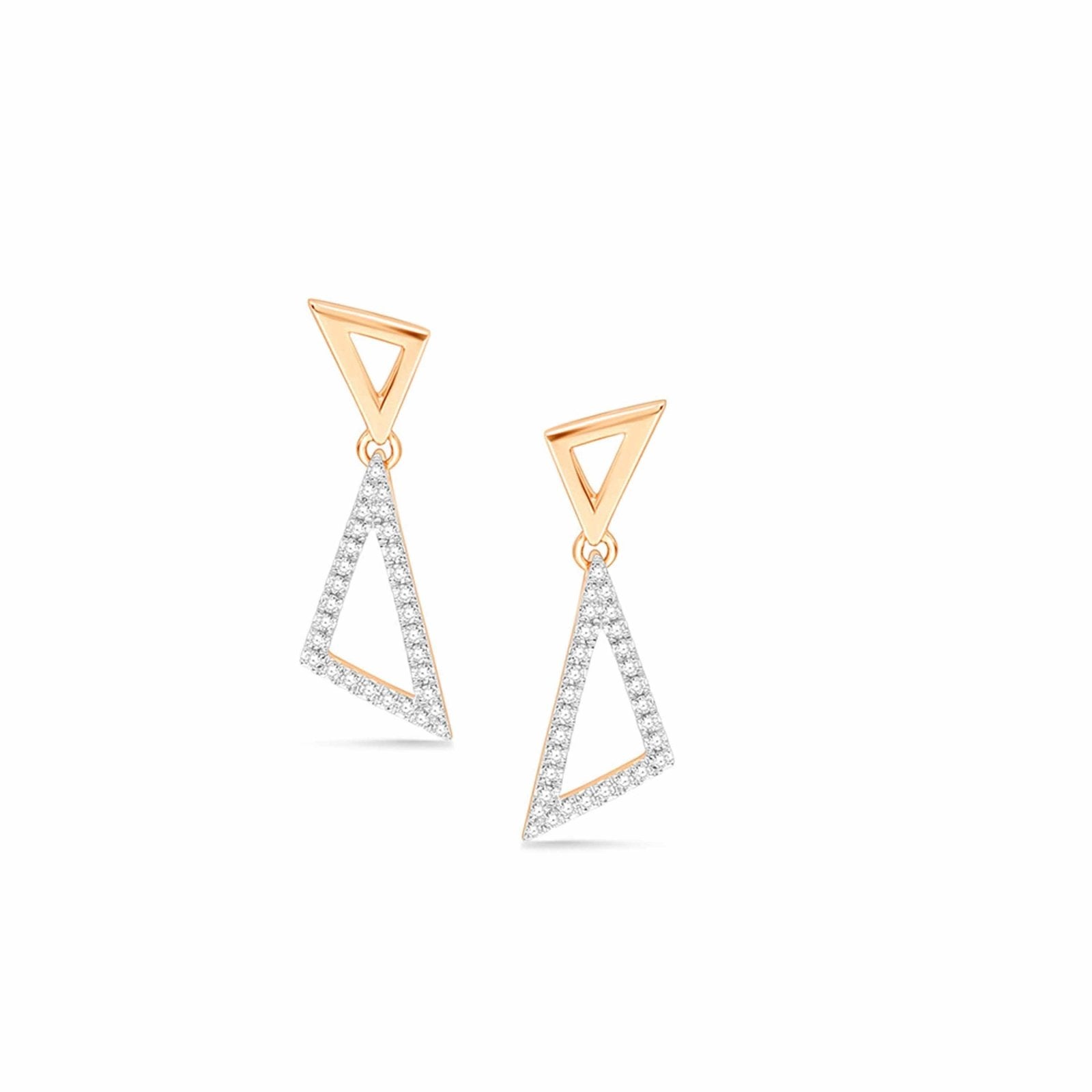 14k Rose Gold Diamond Triangle Dangle Earrings for Women - Elegant Everyday & Party Jewelry Gift