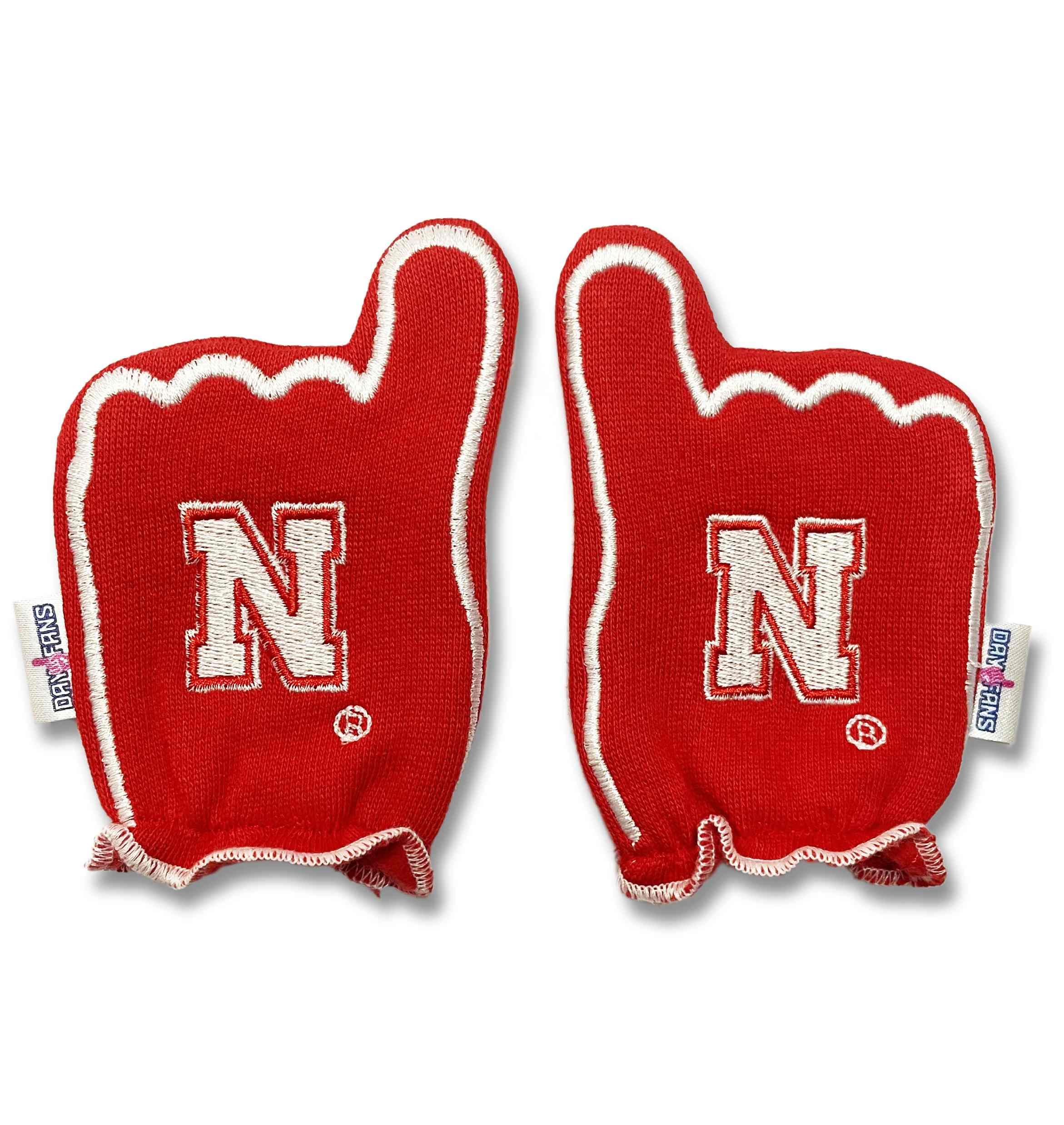 Official Nebraska Cornhuskers Baby Mittens - Licensed Protective Mittens for Infants 4-18 Months (Red) - Perfect for Game Day, Nursery, and Cold Weather Protection