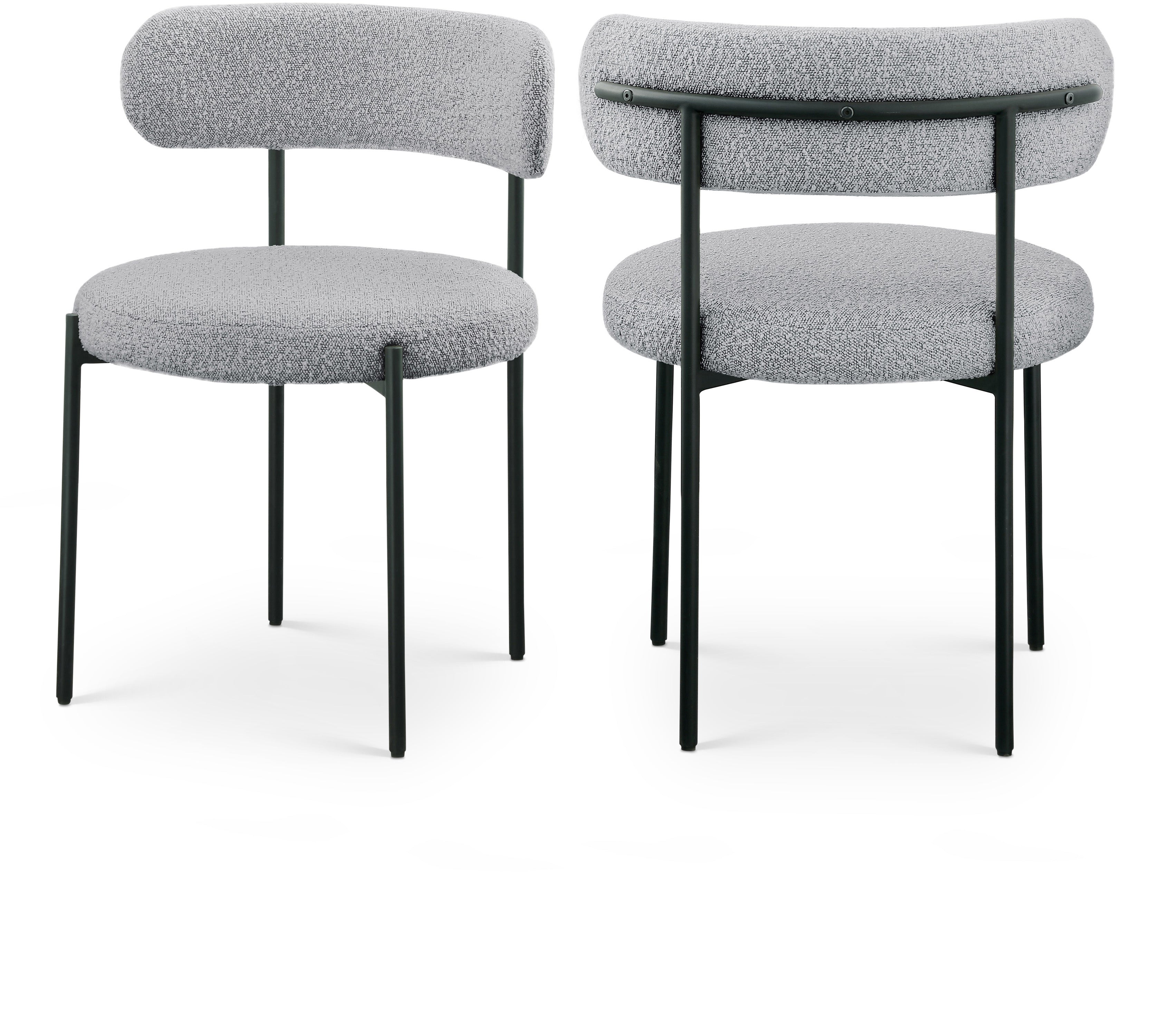 Luxury Boucle Fabric Dining Chair - Modern Upholstered Accent Chair for Dining Room, Living Room & Office - Soft & Comfortable Seat with Sturdy Metal Legs