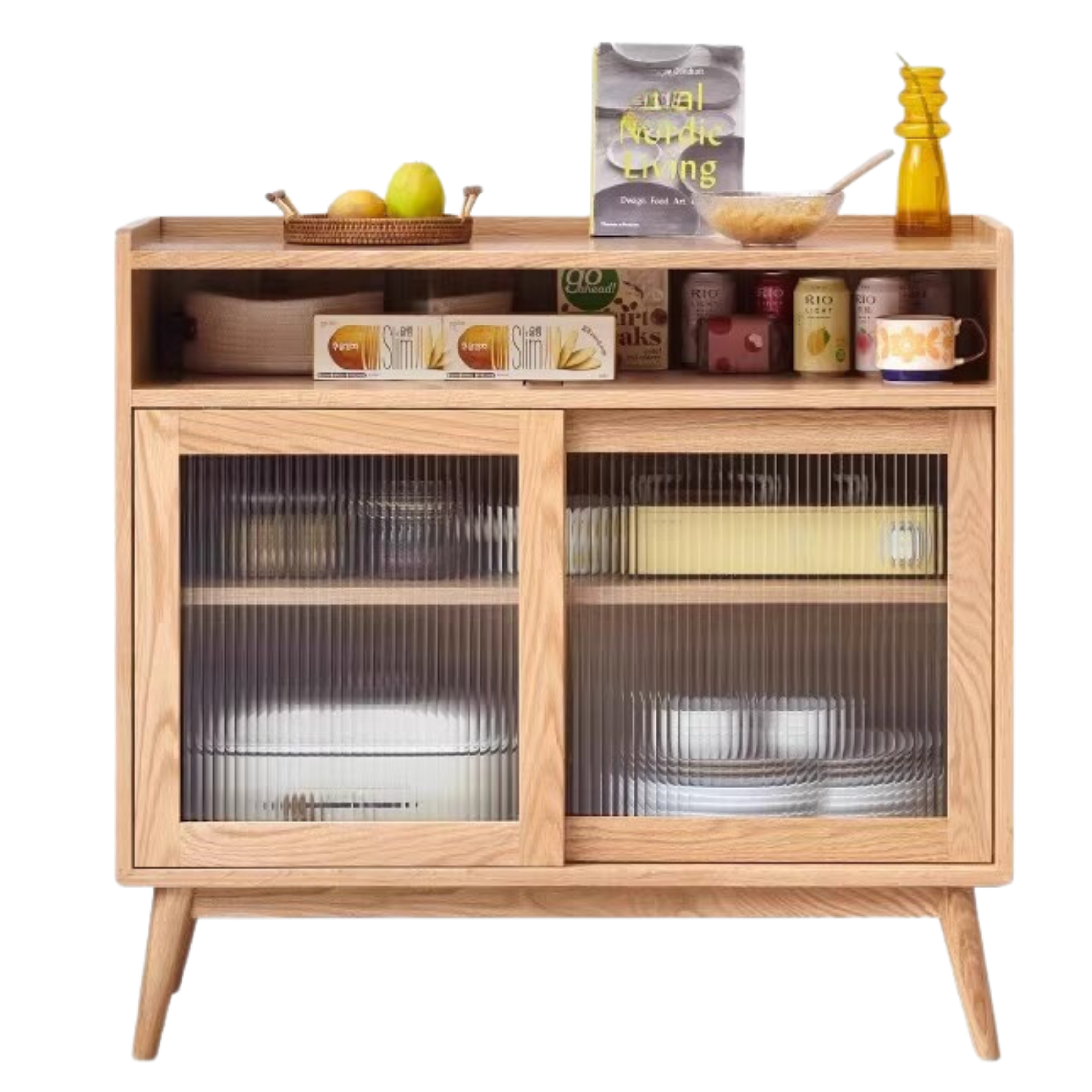 39.4x15.7x37 inch / 100x40x94сm / Natural wood color / Sideboard Sliding Doors