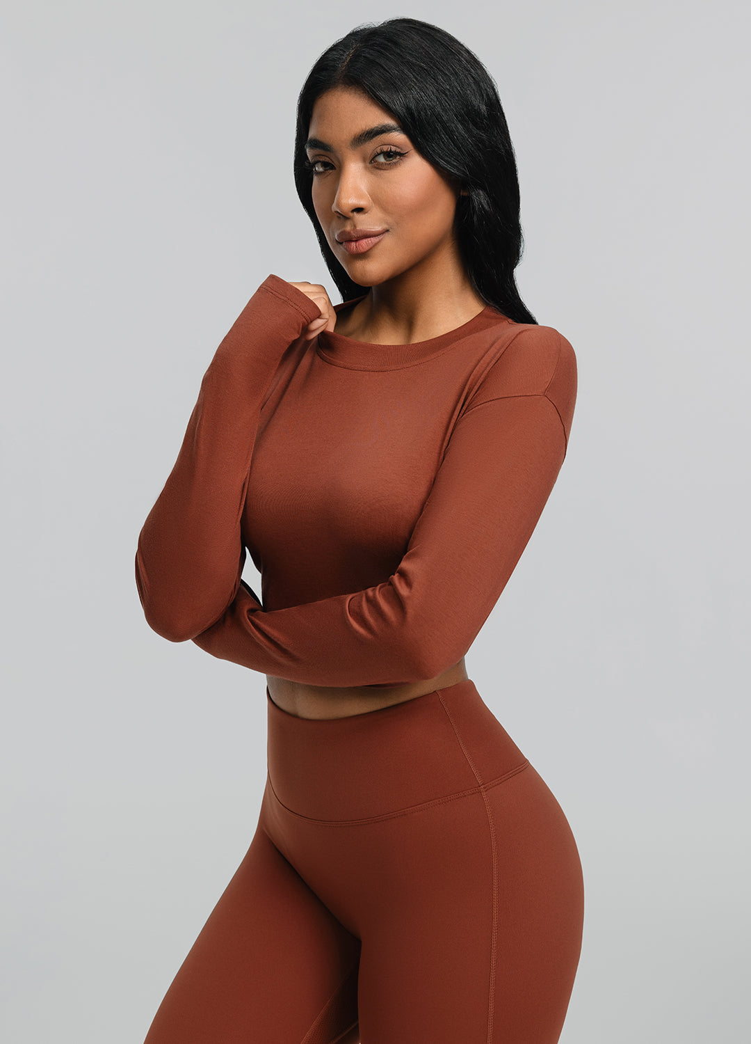 Women's Stylish Cropped Long Sleeve Shirt - Trendy Casual Top for Fall & Winter - Perfect for Layering, Date Nights & Office Wear
