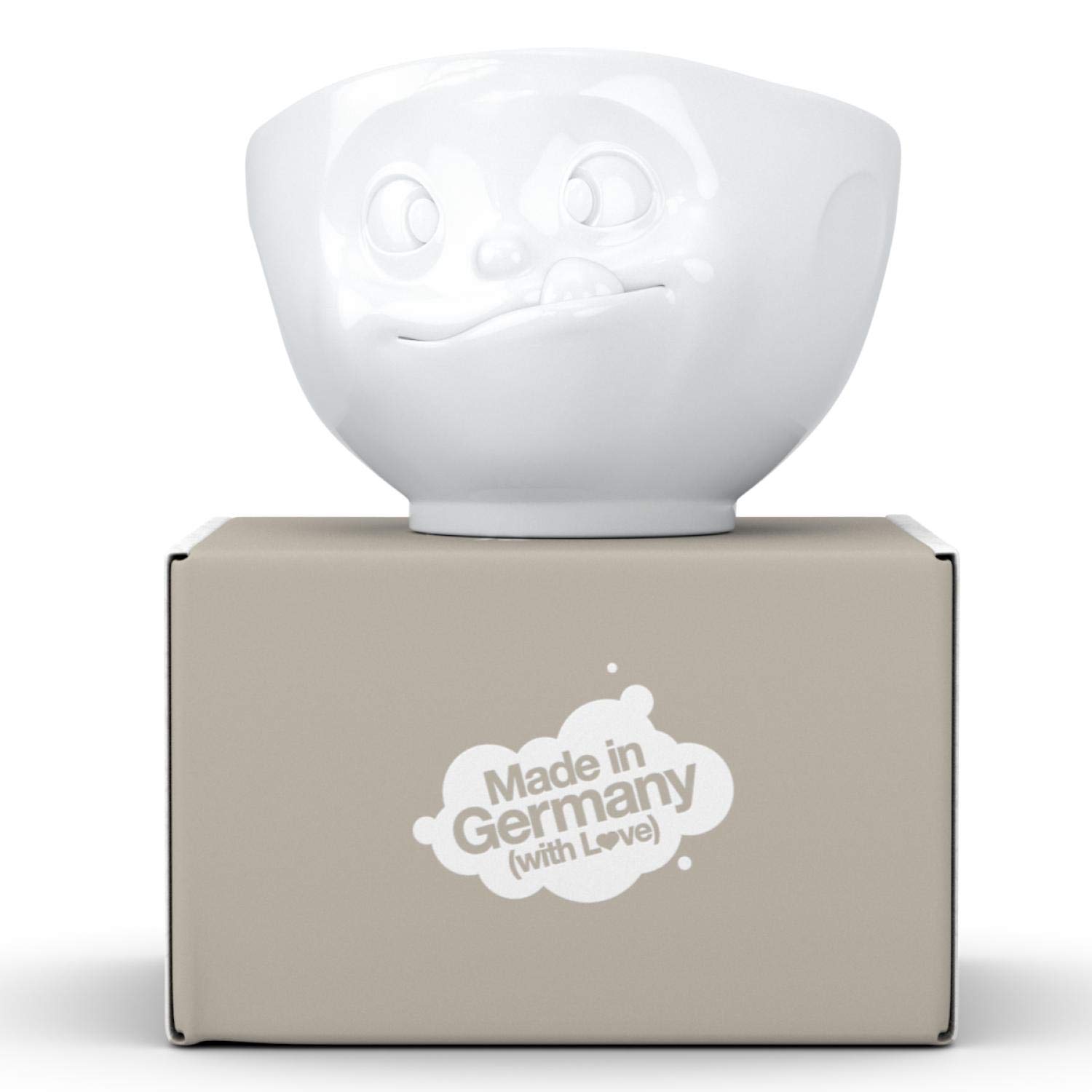 FIFTYEIGHT PRODUCTS Porcelain Cereal Bowl - 16 oz White Soup Bowl with Tasty Face Design - Durable Single Serving Dish for Breakfast, Soup, Salad & Dessert - Perfect for Home, Restaurant & Gifts
