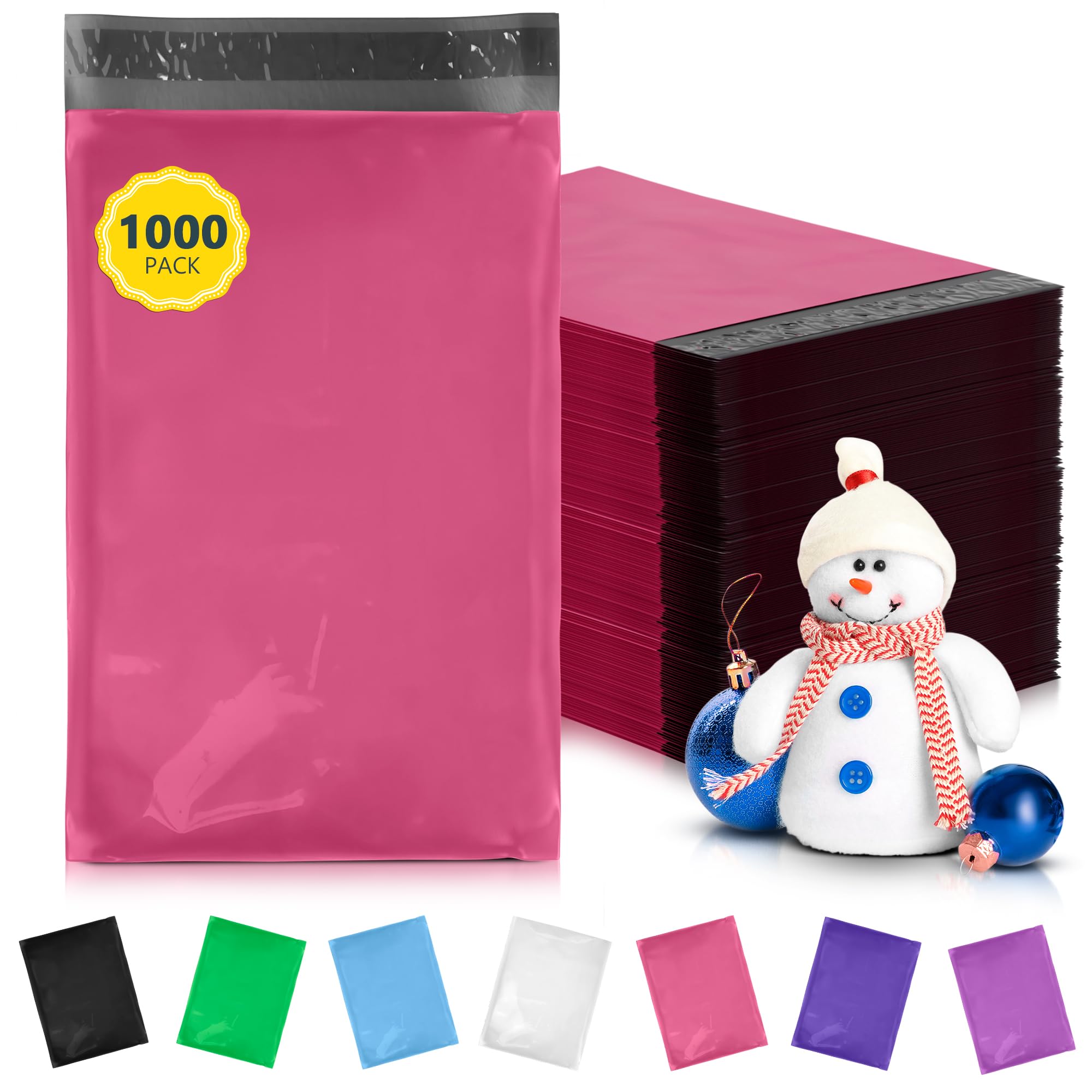 1000 Pack 6x9 Inch Hot Pink Poly Mailers - 2 Mil Self Sealing Polyethylene Shipping Envelopes for Clothing | Waterproof Mailing Bags for Ecommerce, Apparel & Small Business Shipping