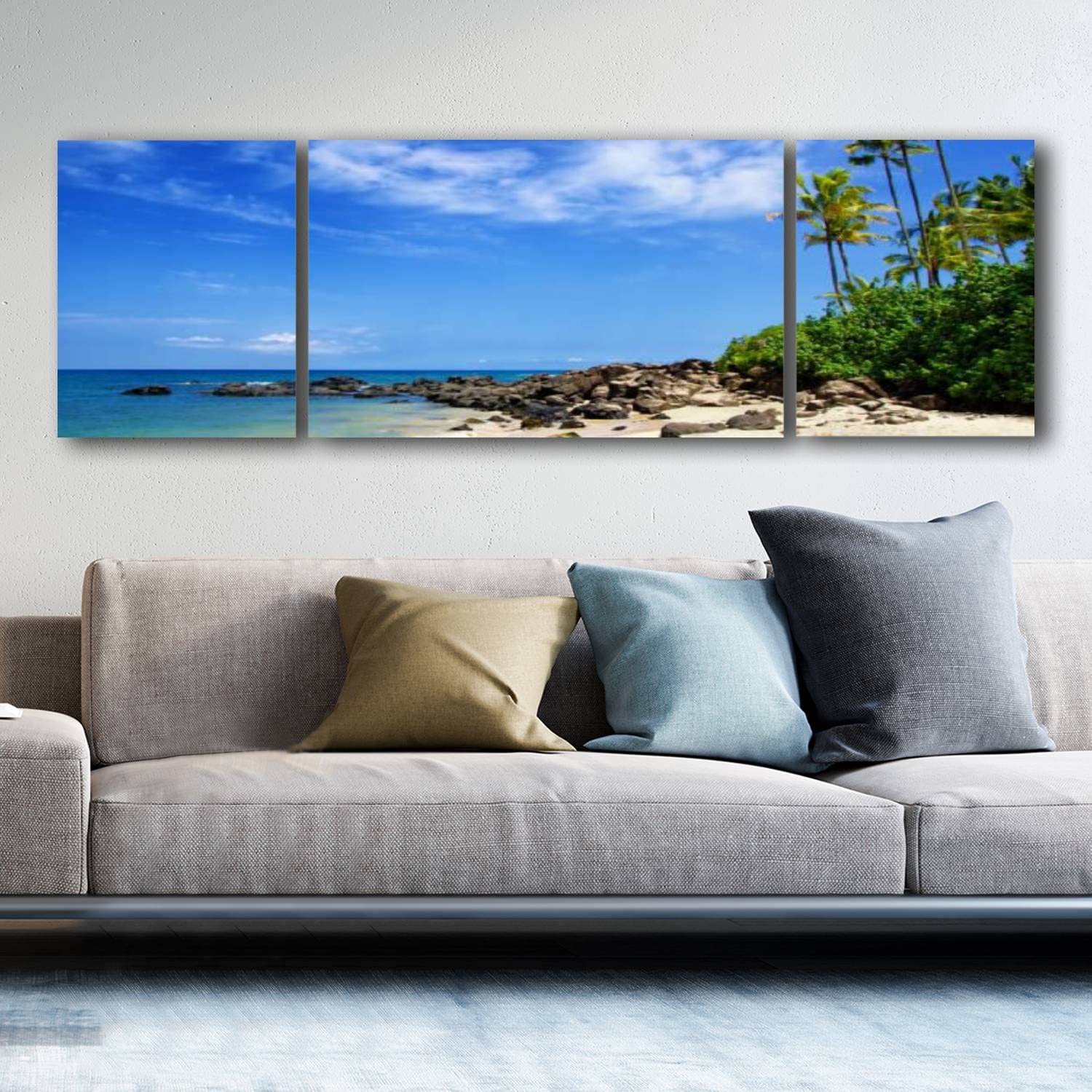 Premium Framed Giclee Canvas Print - Laniakea Beach Oahu Hawaii with Sea Turtles, Wall Art Decor for Living Room, Office & Bedroom (63”W x 20”H) - Perfect for Coastal Home Decor & Gift Ideas