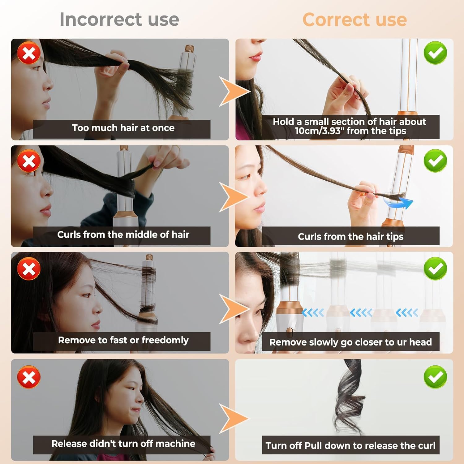 6-in-1 Blow Dryer Brush with Detachable Nozzle - Ionic Hot Air Styler & Curling Iron for Salon-Quality Hair at Home - Perfect for Travel, Styling, and Creating Voluminous Curls or Smooth Blowouts