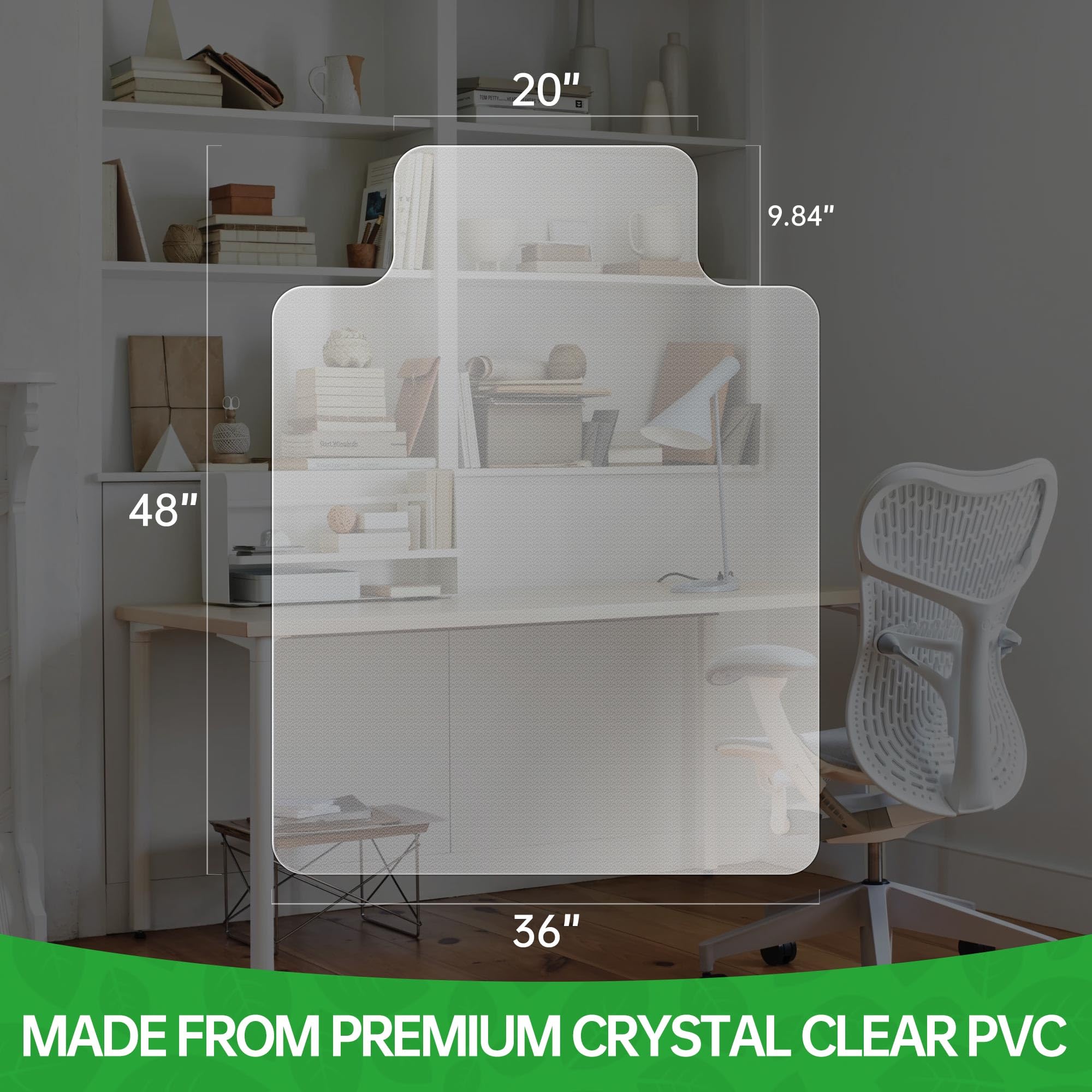 48 x 36 Inch Clear Office Chair Mat for Hardwood Floors - Heavy Duty Desk Chair Mat Protects Hard Floors, Smooth Gliding Surface for Rolling Chairs - Perfect for Home Office, Study Room & Workspace