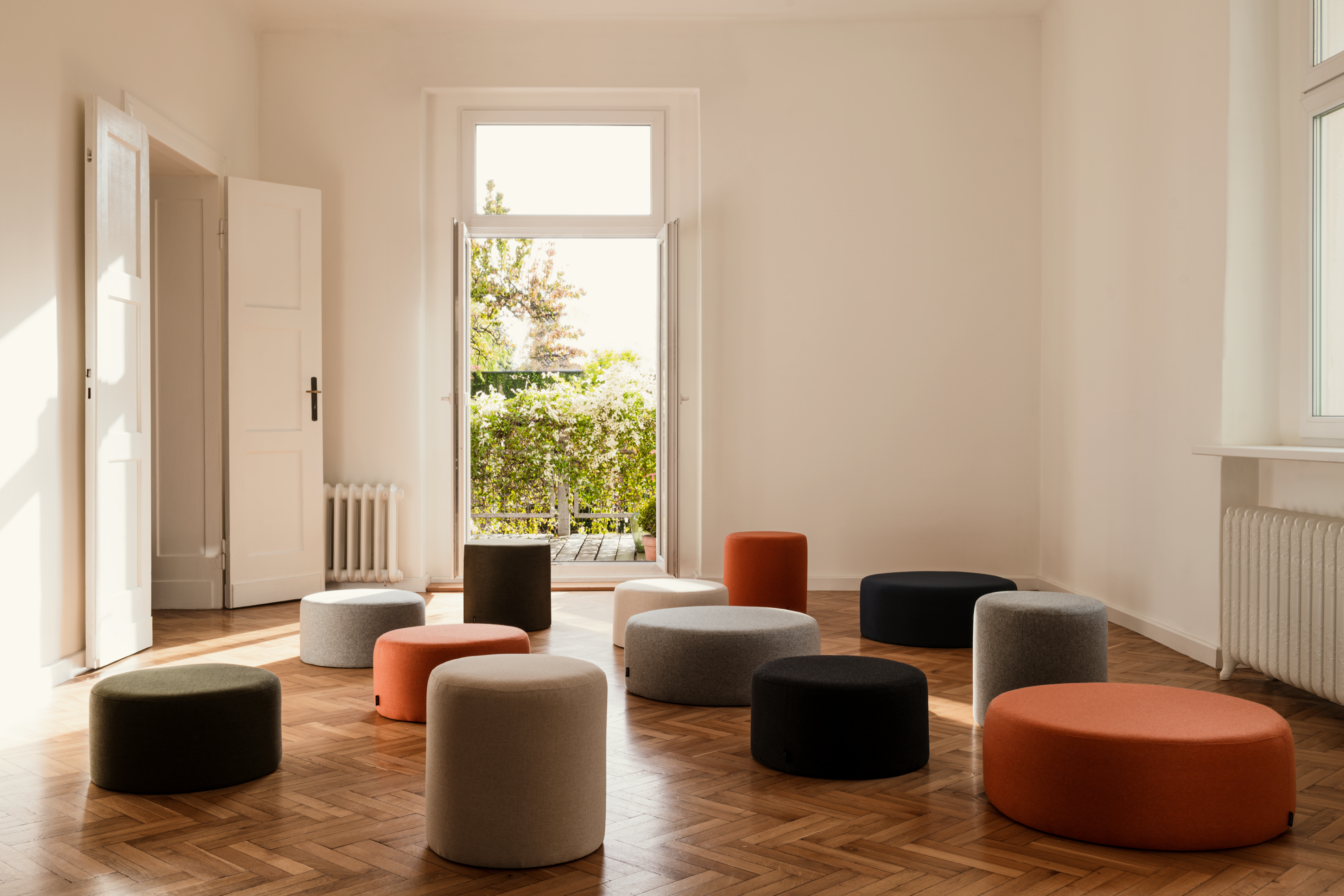 Handmade Folk Pouf Ottoman - Extra Tall Boho Floor Seating for Living Room, Bedroom & Outdoor Use