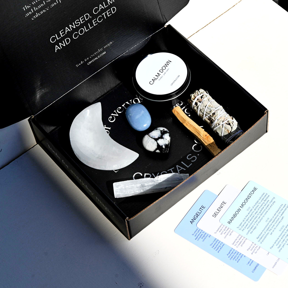 Full Moon & New Moon Crystal Ritual Kit - Healing Crystals Set for Meditation, Energy Cleansing & Spiritual Growth - Perfect for Moon Rituals, Yoga & Reiki Practice