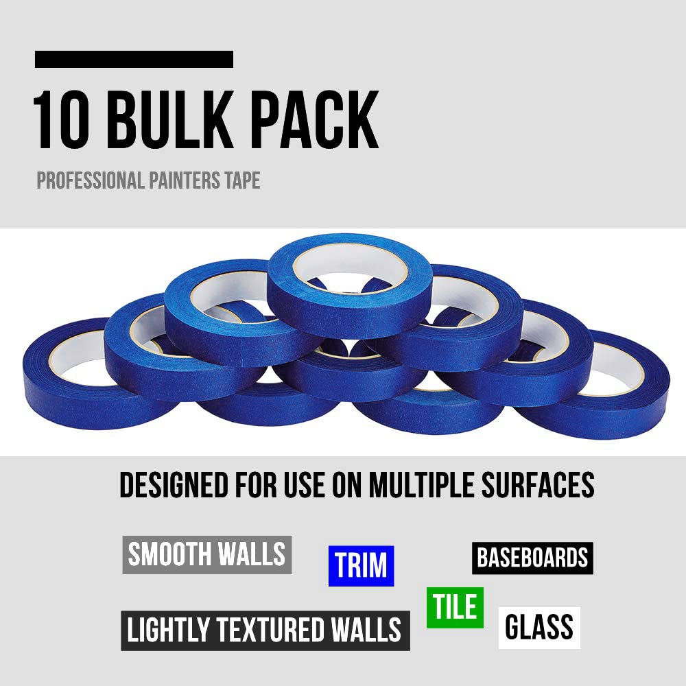 Lichamp 10-Piece Blue & Green Painters Tape Set - 1 Inch Wide for Home Painting, DIY Projects, Wall Protection & Crafting