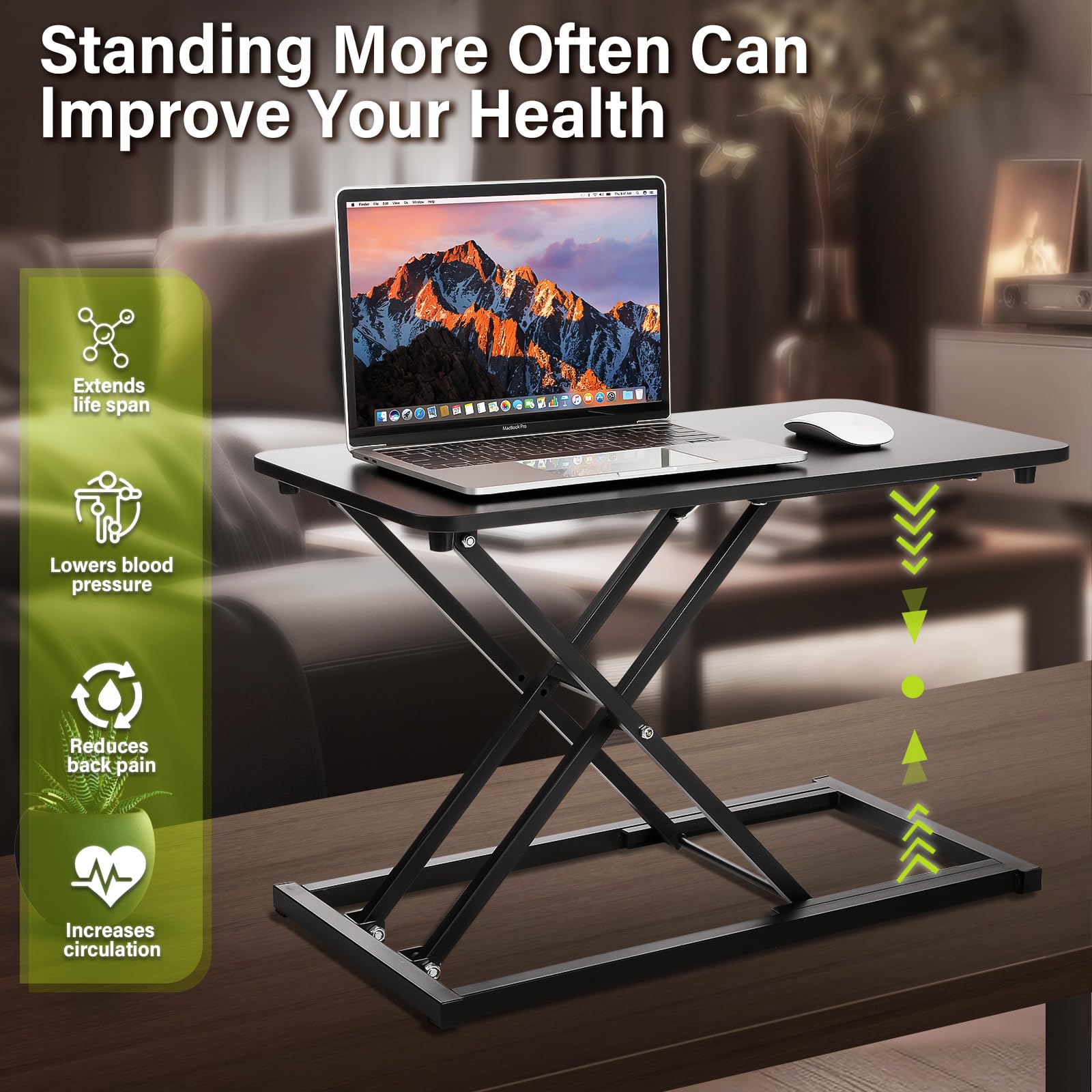 6-Level Adjustable Standing Desk Converter - Compact Sit Stand Workstation (23.6