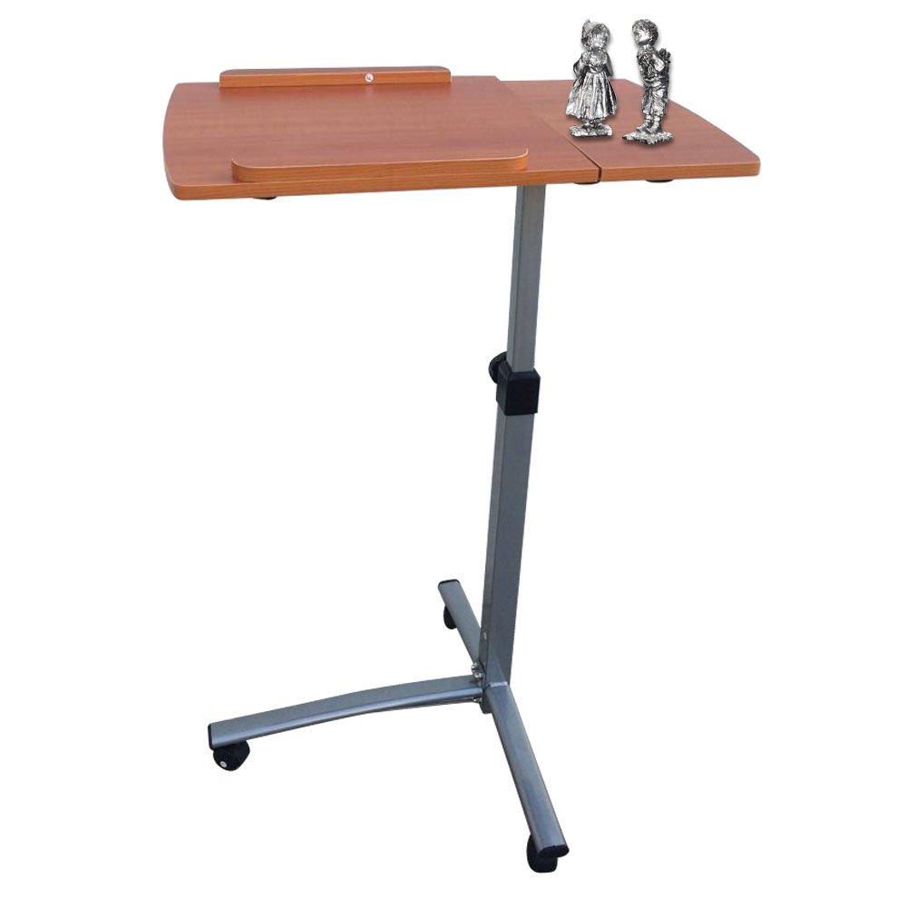 Adjustable Height & Angle Rolling Laptop Desk - Mobile Workstation Cart with Over-Bed Table for Home Office, Bedroom, and Living Room Use
