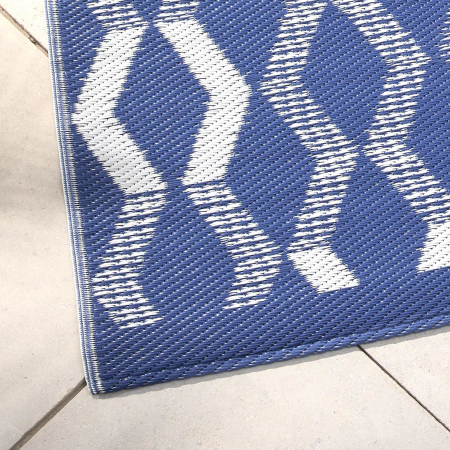 Fusion Rico Outdoor Rug - Waterproof & Durable Blue Patio Carpet for Deck, Poolside, Garden - Perfect for Backyard, Porch & Outdoor Living Spaces