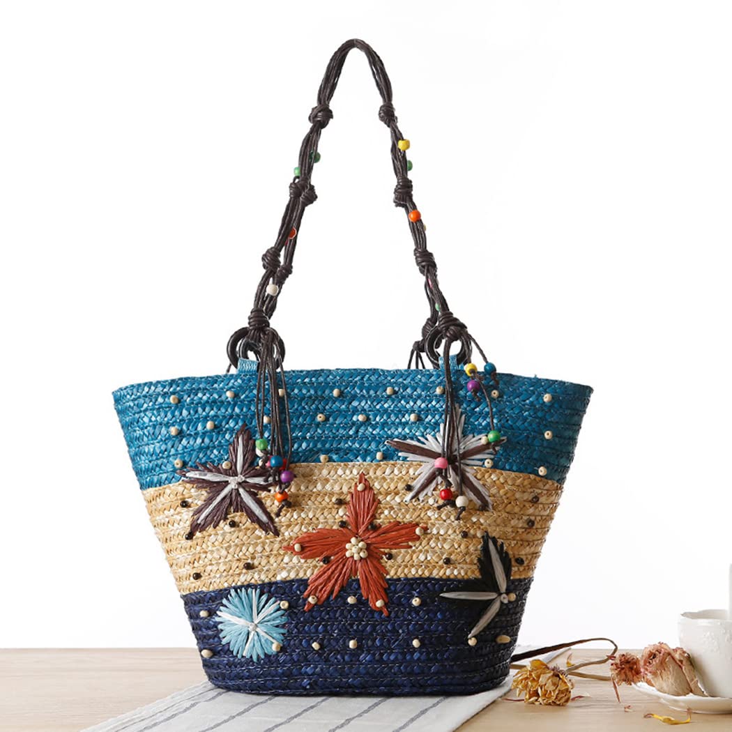 Stylish Straw Tote Bag for Women - Summer Beach Shoulder Bag with Starfish Design, Fashionable Woven Basket Purse for Travel, Shopping & Outdoor Activities