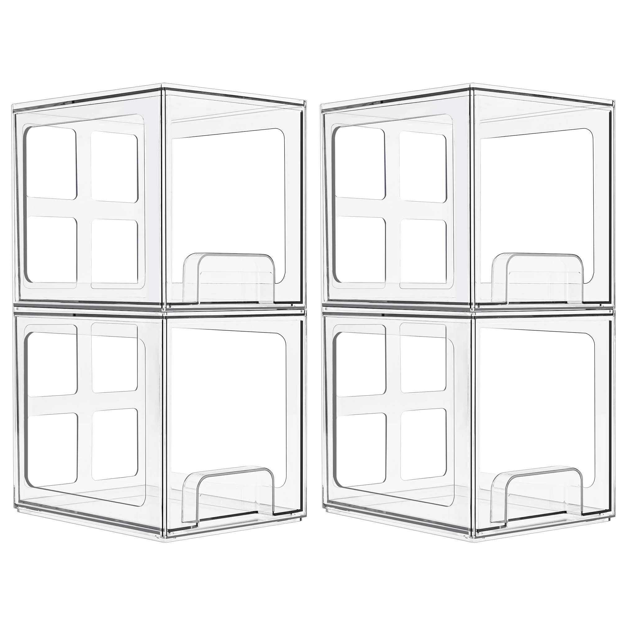 SMARTAKE 4-Pack Acrylic Makeup Organizer Drawers - Stackable Bathroom Storage for Vanity & Kitchen